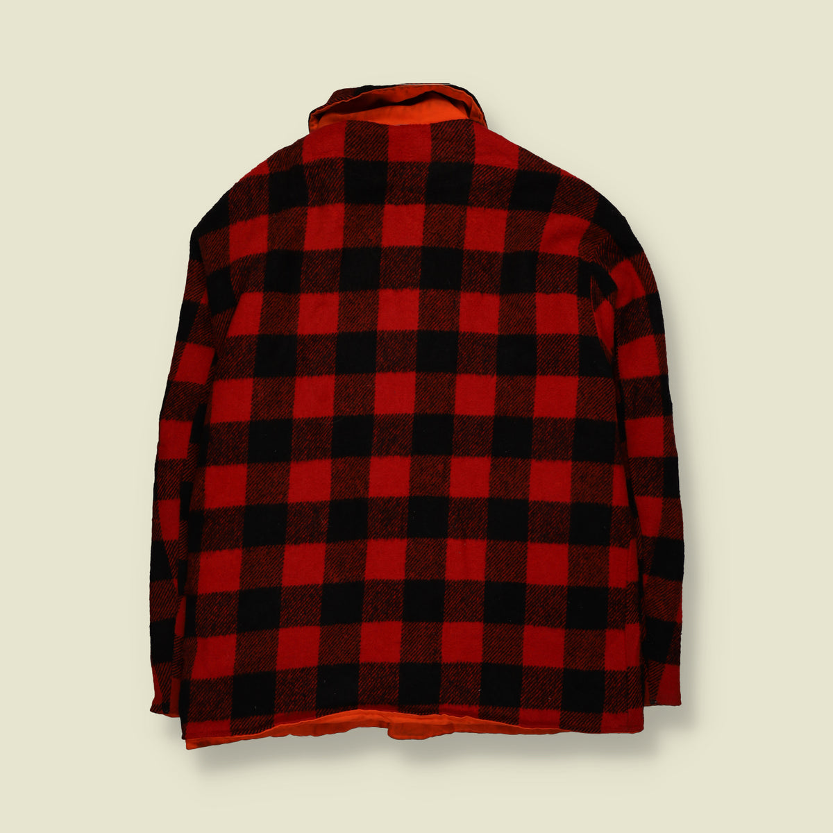 1960s | Fully Reversible Buffalo Plaid Check Work Coat | Red, Black & Orange - XL