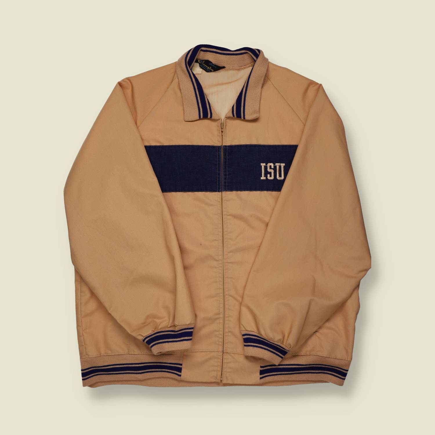 1970s Champion ISU Track Jacket – Sand/Navy - L