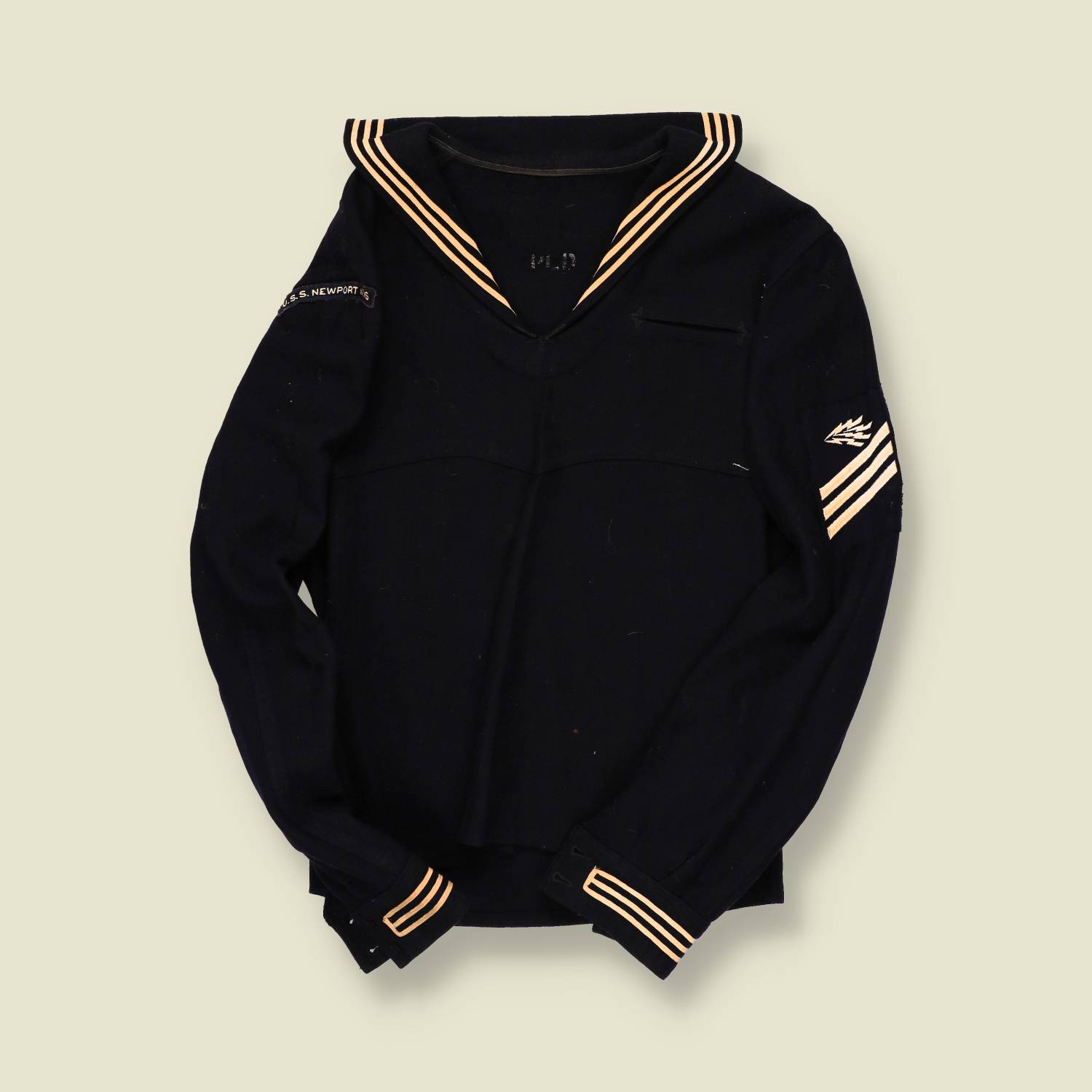 1940s–50s | U.S. Navy | USS Newport Sailor Jumper – Wool Dress Blues - XS