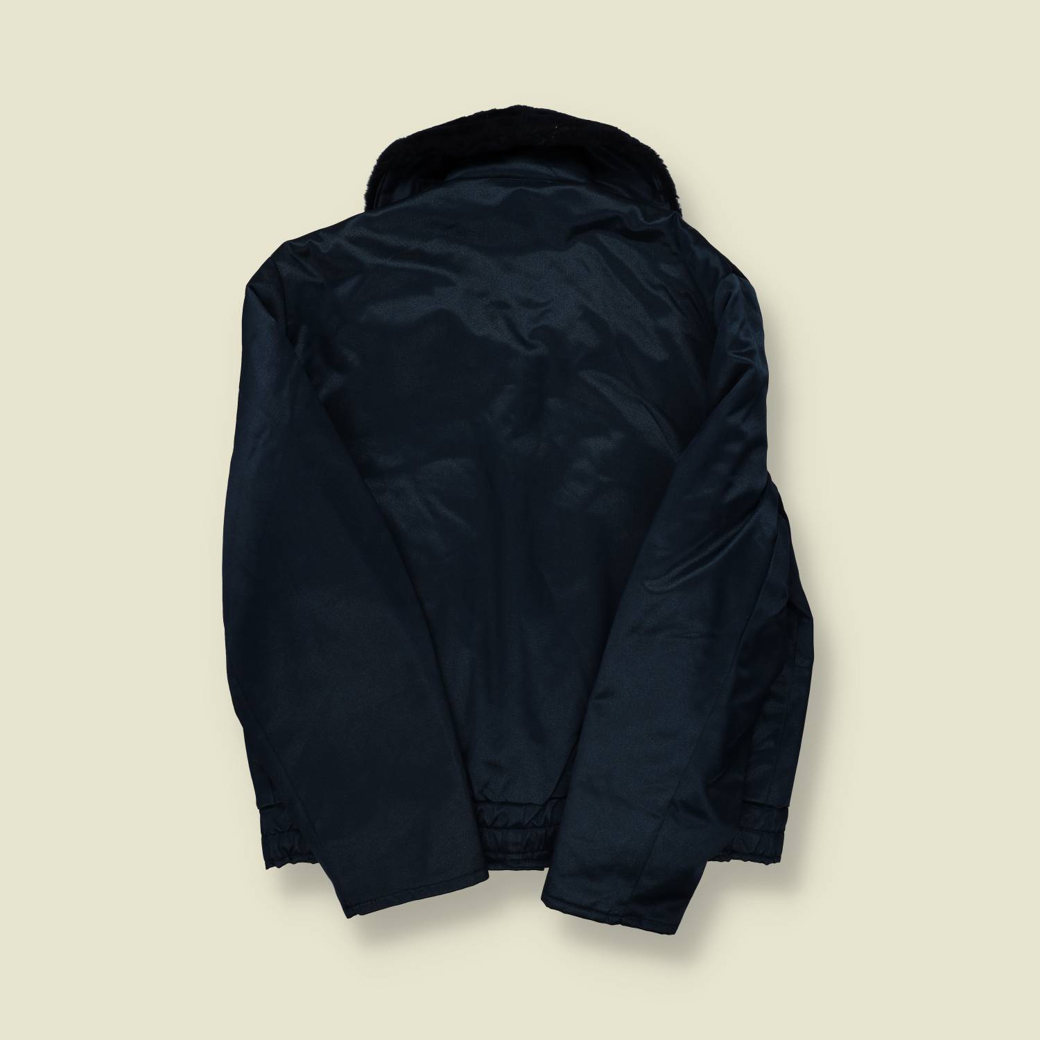 1970s | Golden Fleece | U.S. Police Issue Jacket – Navy Satin & Fur Collar - S/M