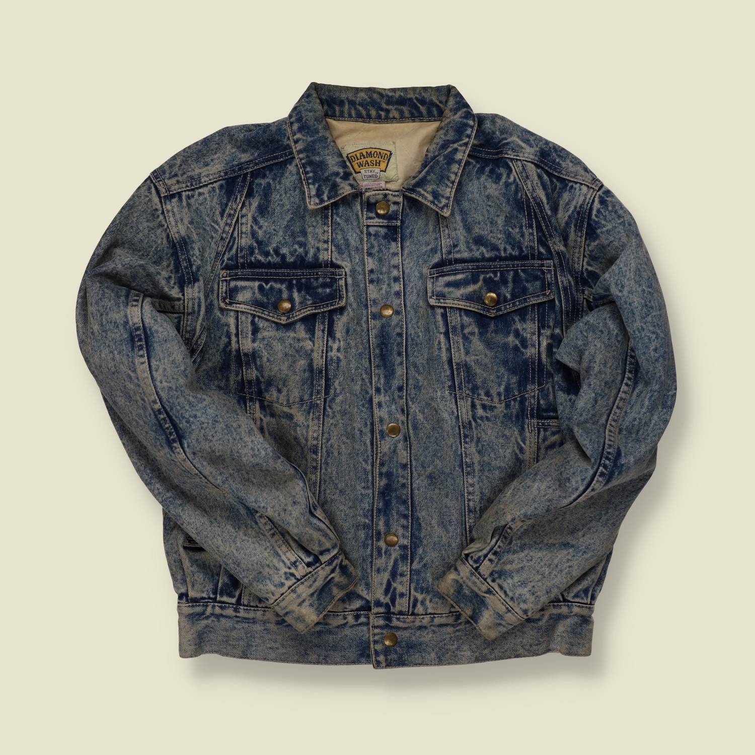Late 1980s | Diamond Wash | Acid Wash Denim Jacket - S