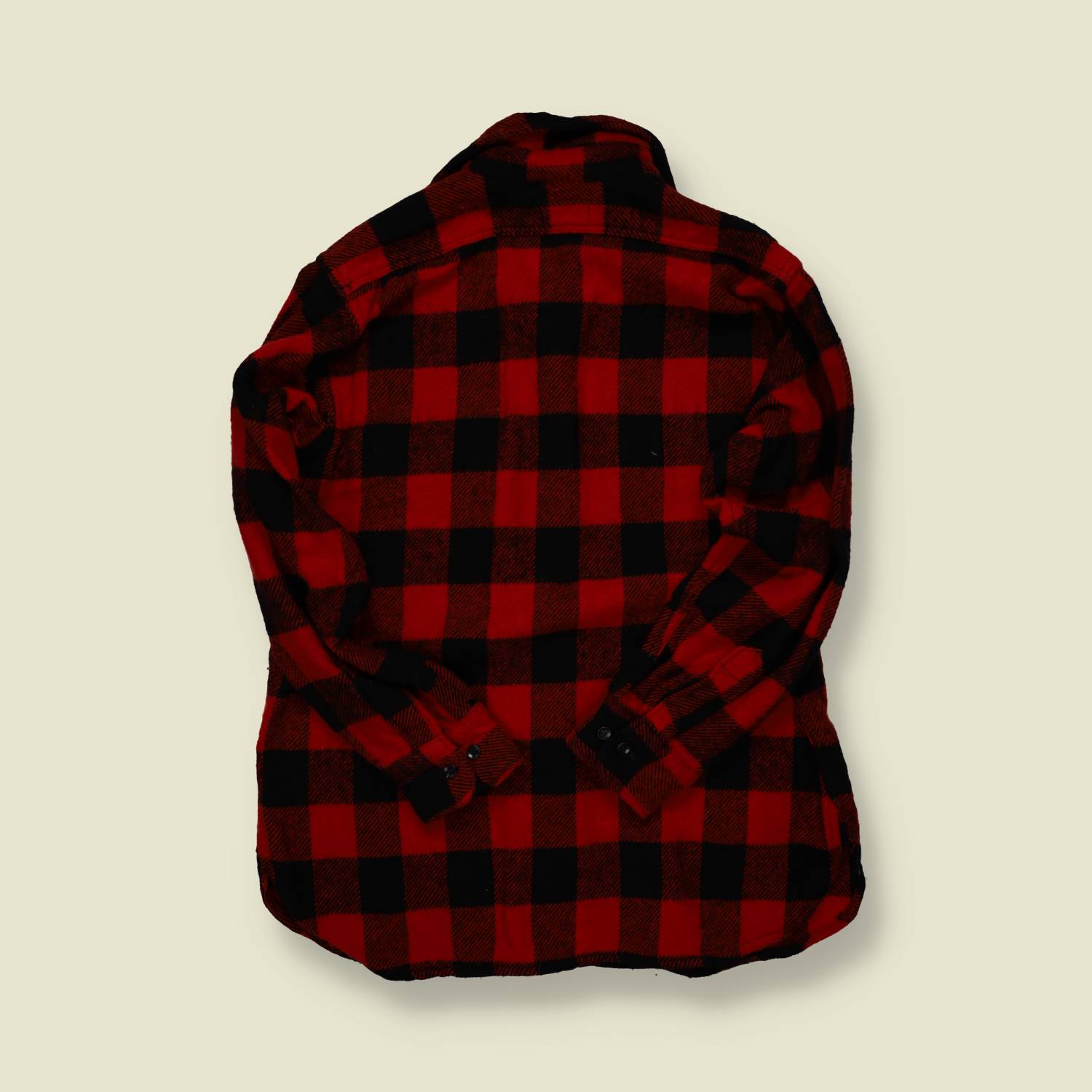 1970s | Towncraft | Buffalo Check Wool Overshirt – Red & Black - M