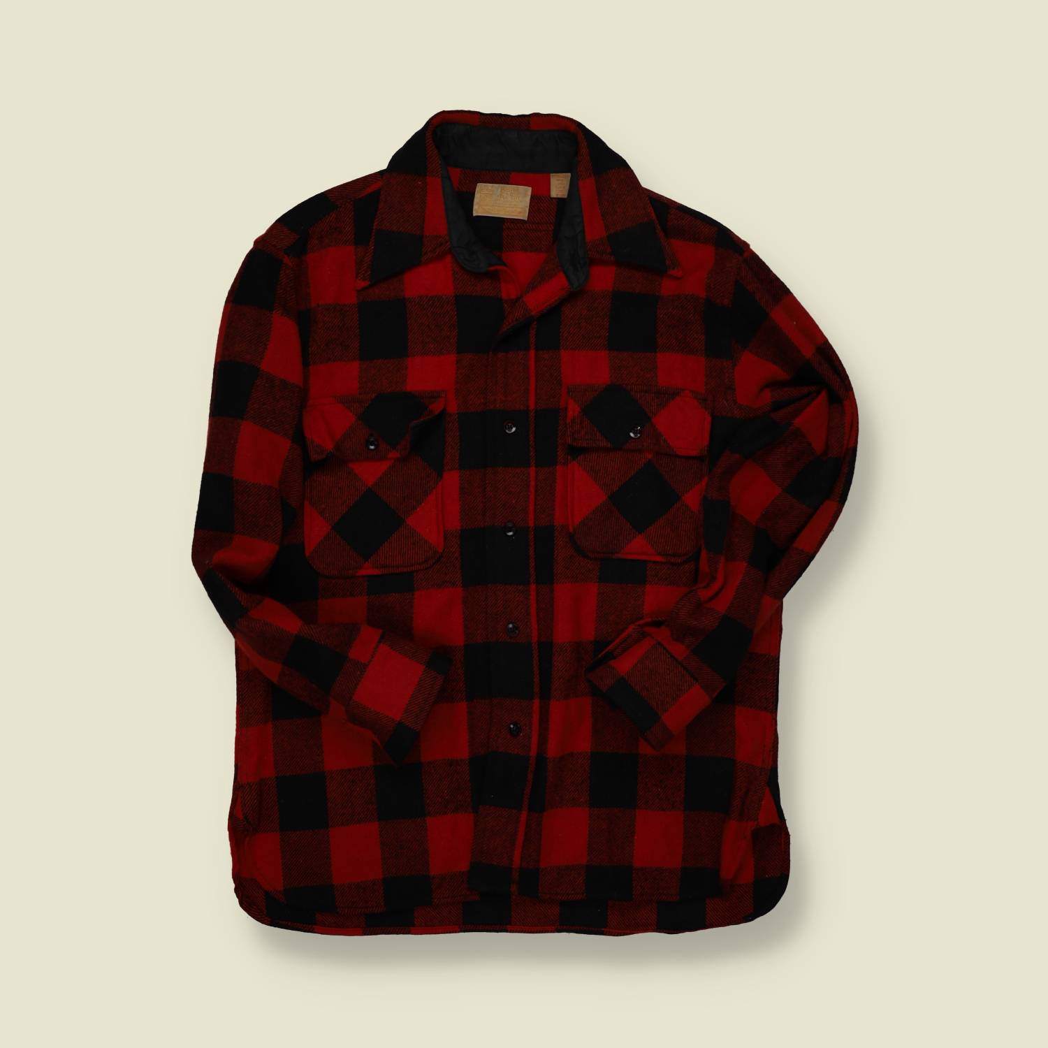 1970s | King’s Road | Buffalo Check Wool Shirt – Red & Black - S