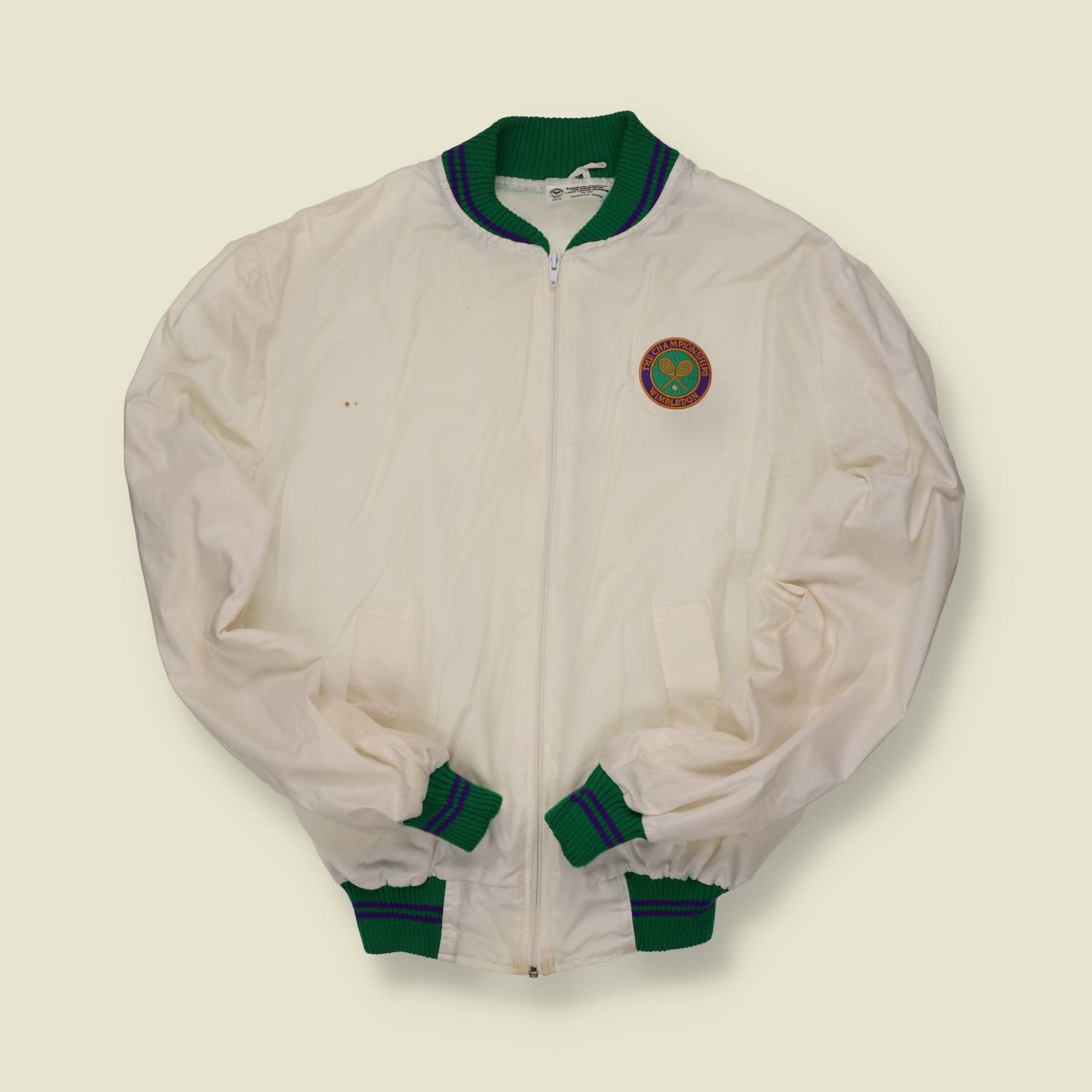 1980s | Wimbledon | Official Tennis Bomber Jacket – Cream - M