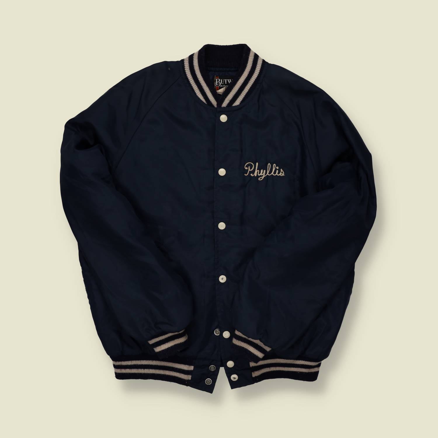 1970s | Butwin | “Phyllis – Sportsman’s Bar” Varsity Jacket – Navy - M
