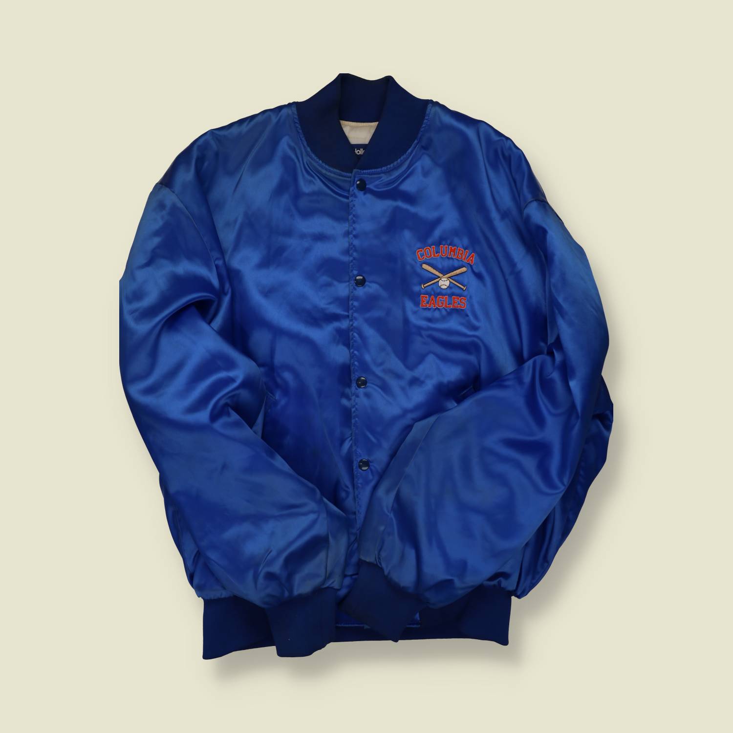 1980s | Columbia Eagles | Baseball Satin Jacket – Royal Blue - XXL
