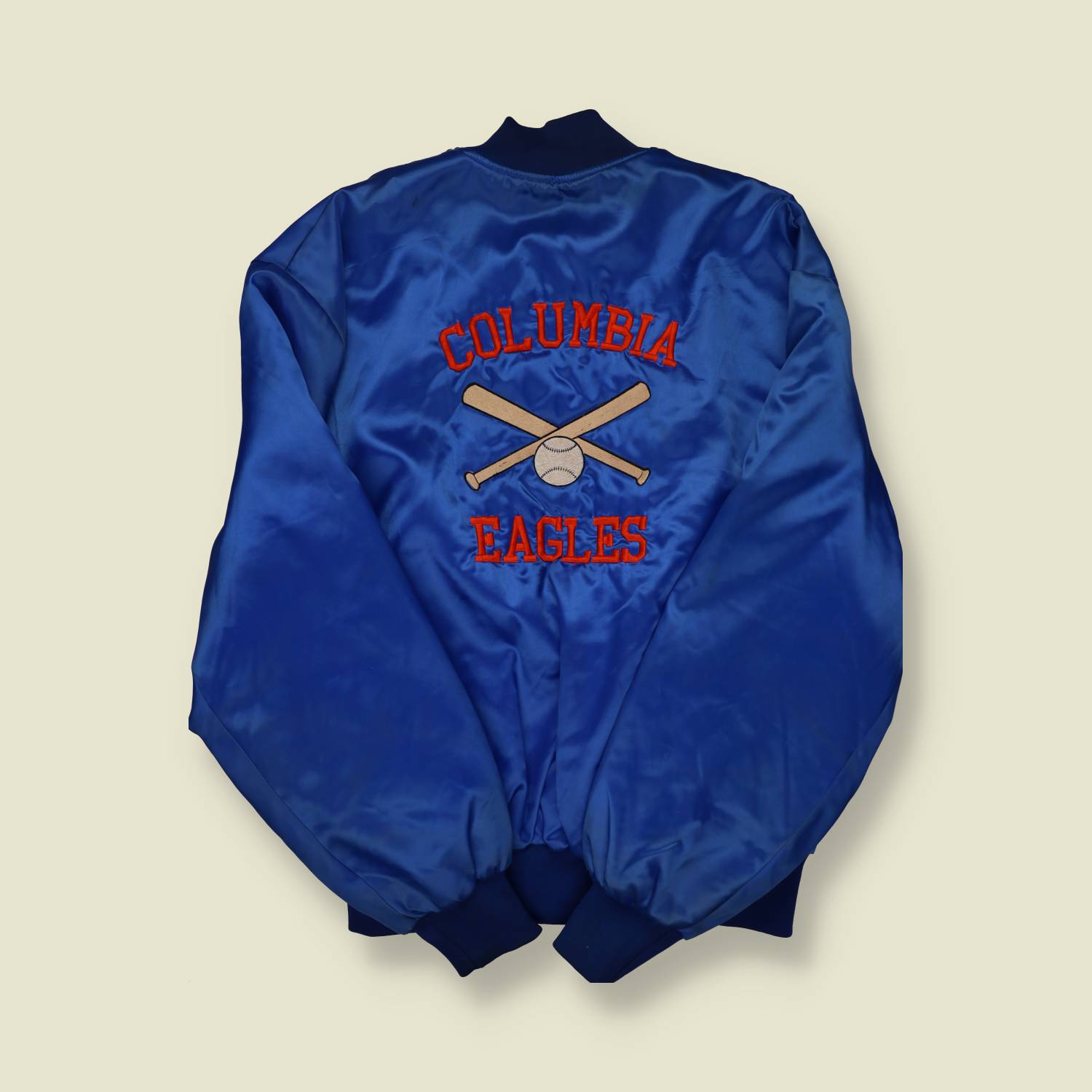 1980s | Columbia Eagles | Baseball Satin Jacket – Royal Blue - XXL