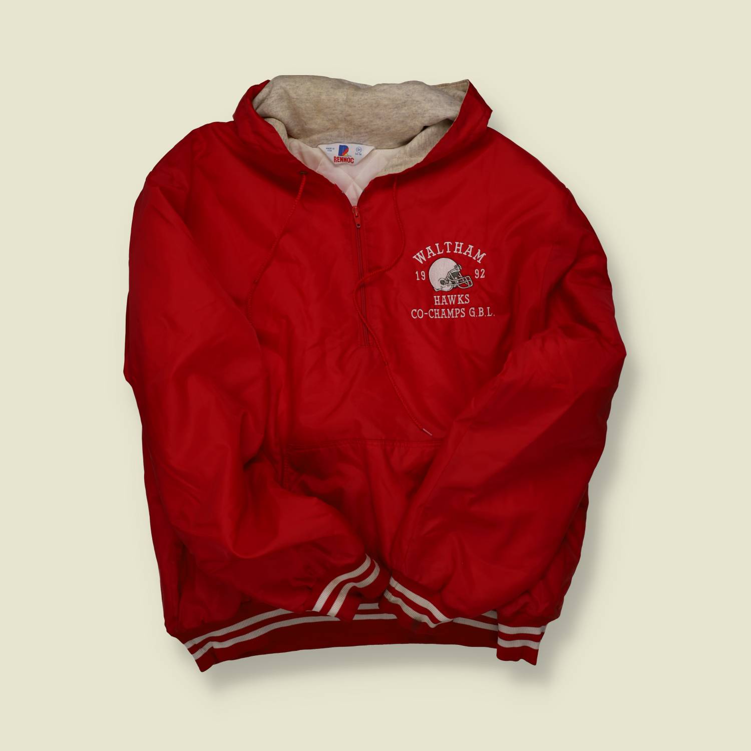 1992 | Waltham Hawks | Football Team Hooded Jacket – Red - L
