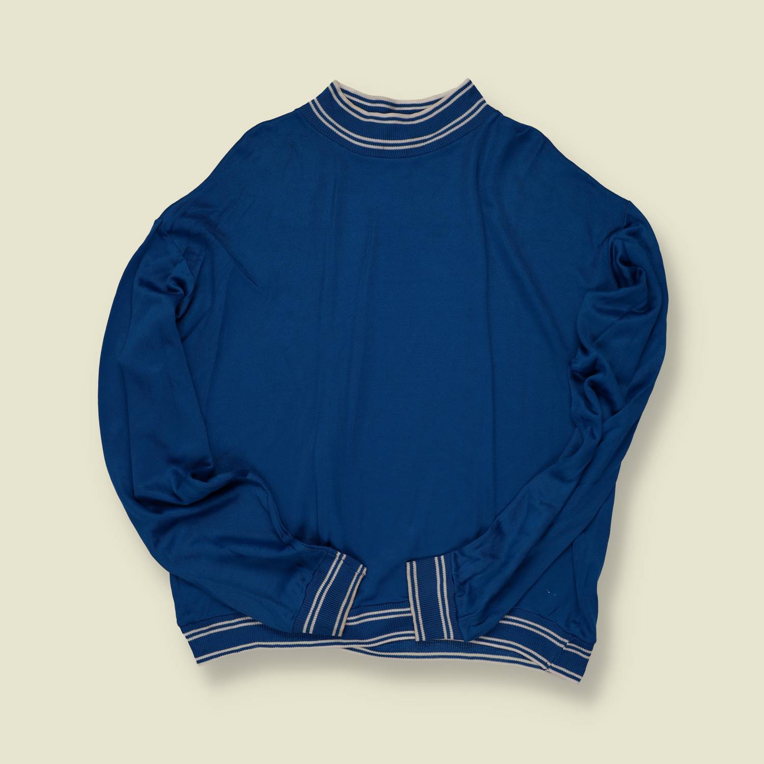 1960s | Unknown Maker | Blue Athletic Knit Top – White Trim - L