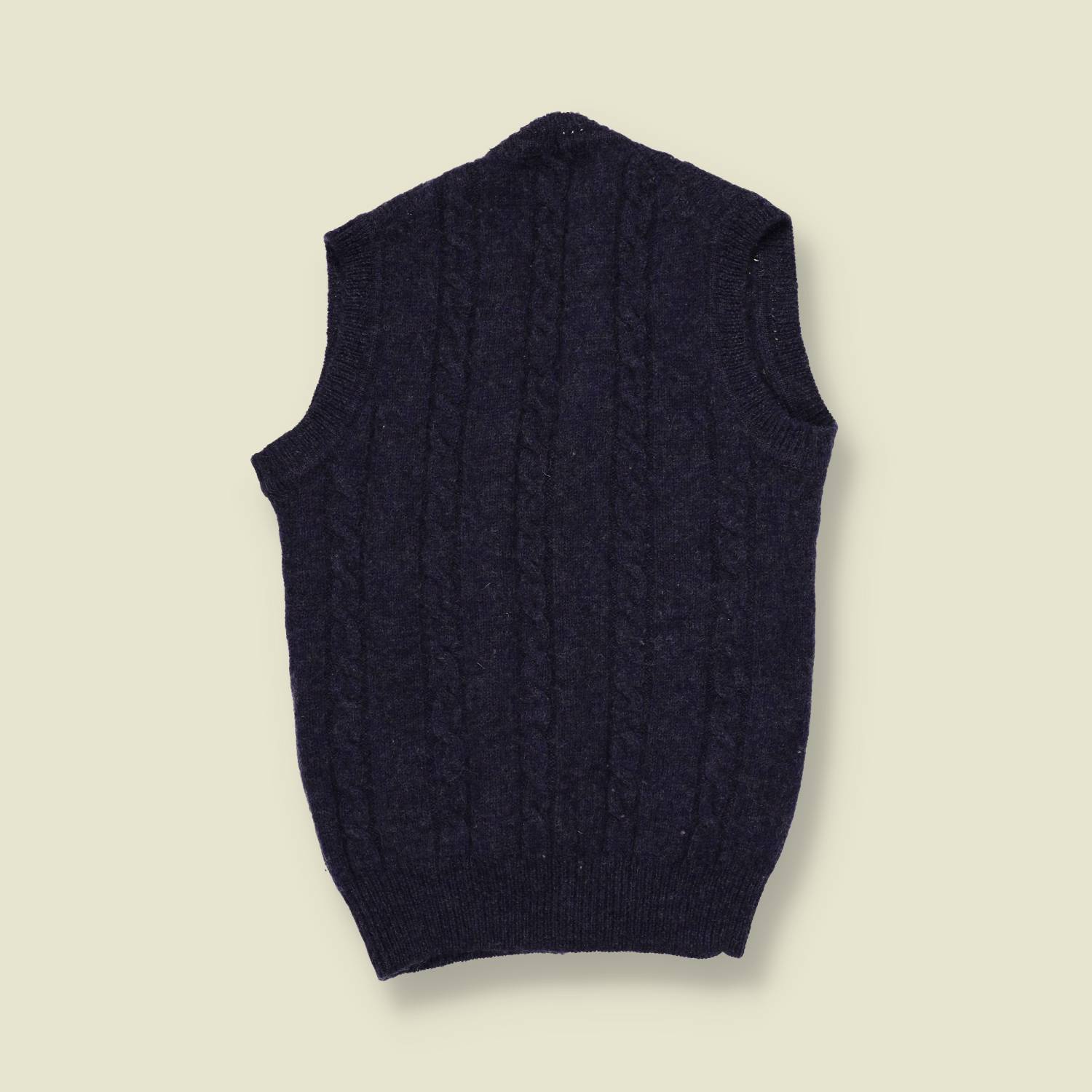 1980s | Loft & Brownstone | Navy Wool Cable Knit Vest - XS