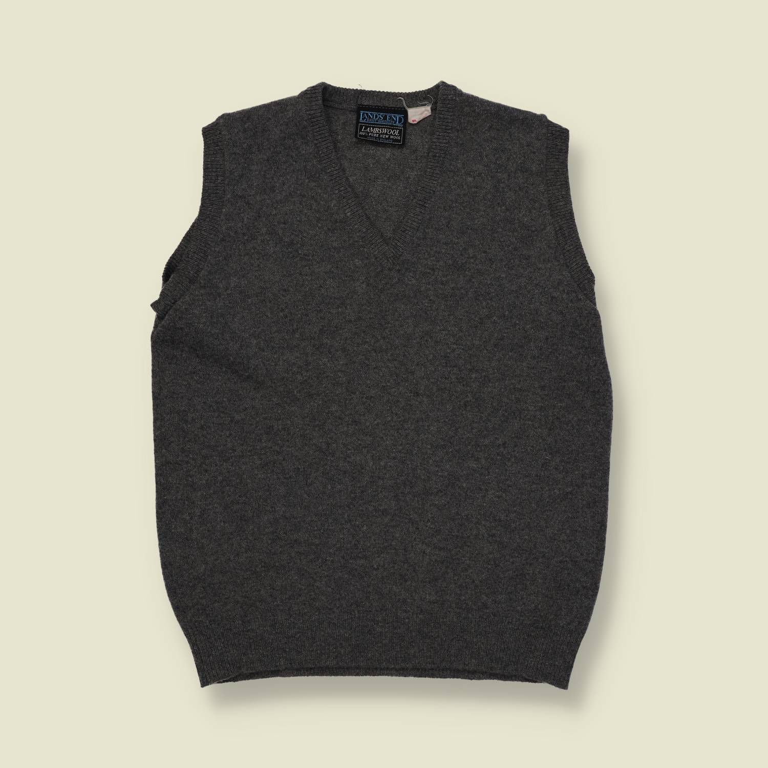 1990s | Lands’ End | Charcoal Lambswool Knit Vest - S