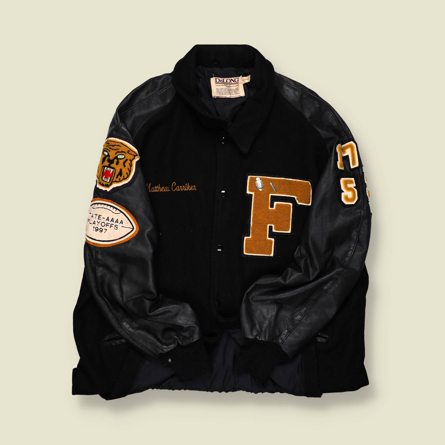 1997 | DeLong | Fayette County Tigers Varsity Jacket – Leather Sleeve - XL
