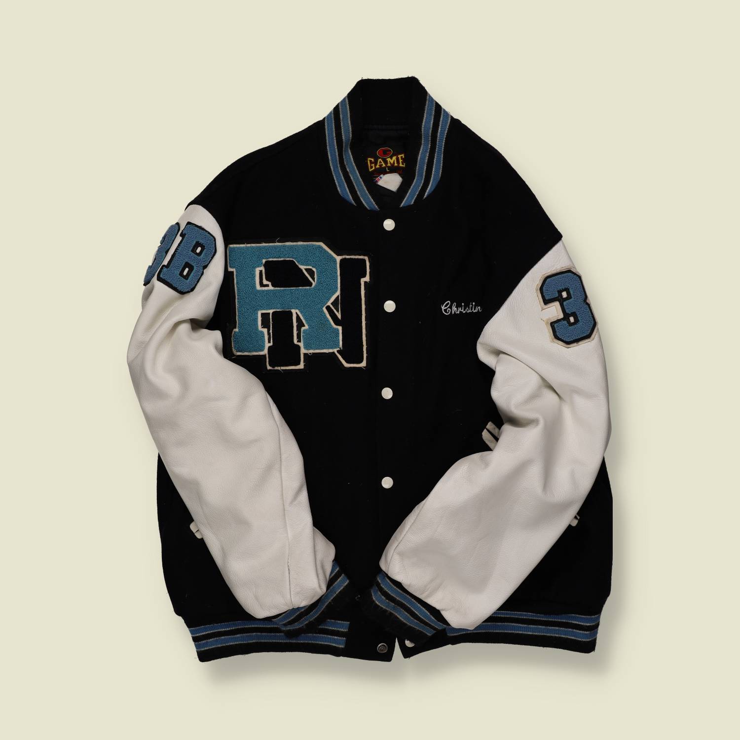 2000s | The Game | Rye Neck Softball Varsity Jacket – Blue & White - M/L