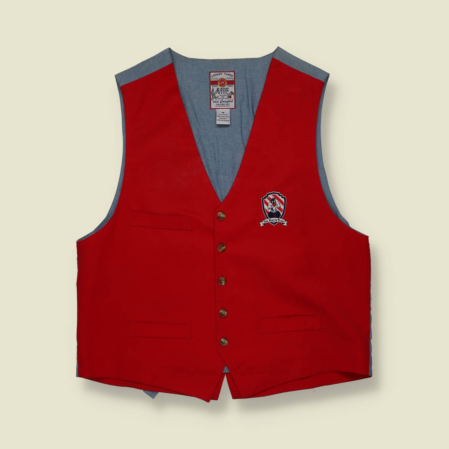 1990s | Looney Tunes | Red Tweety Bird Waistcoat – Classic Collection - S/M