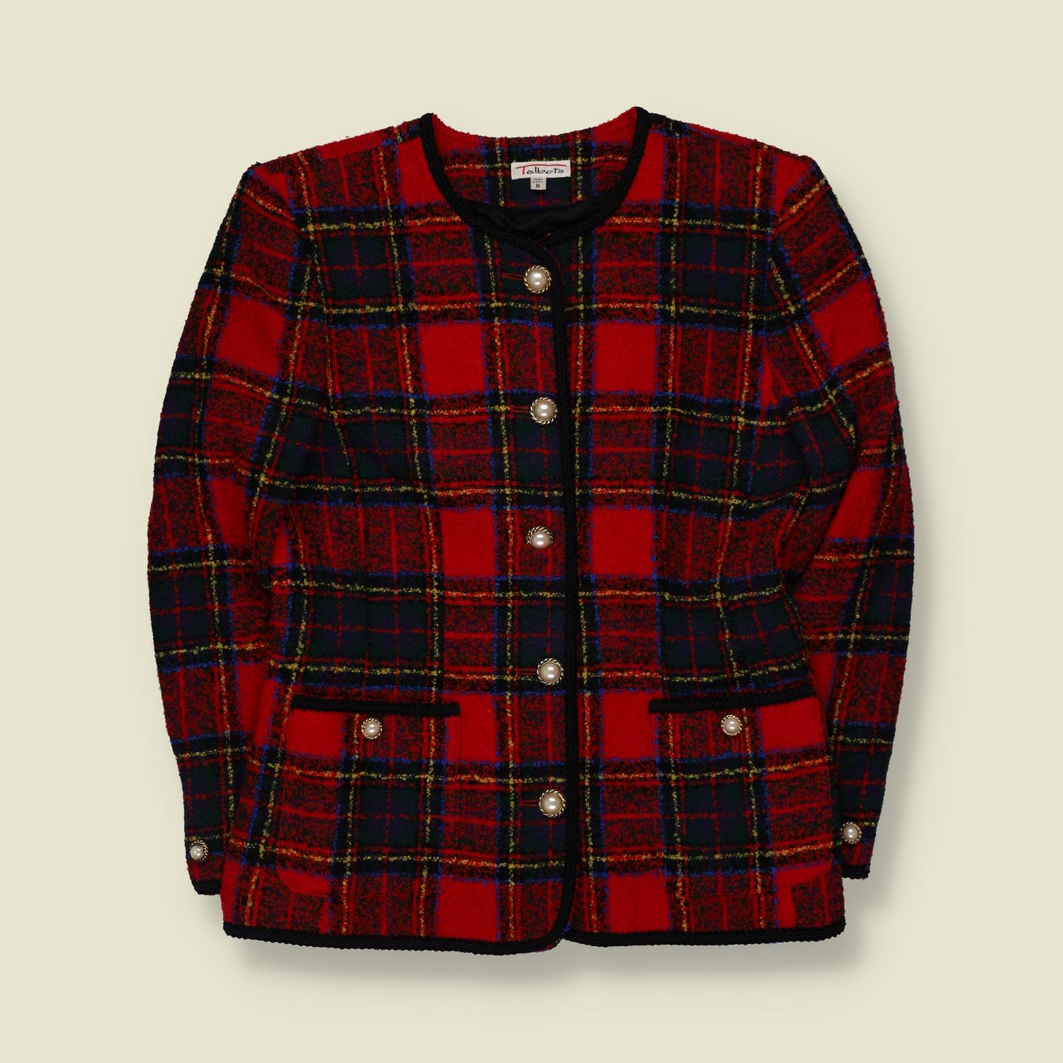 1980s | Talbots | Made In USA | Tartan Blazer | Red & Black - 12