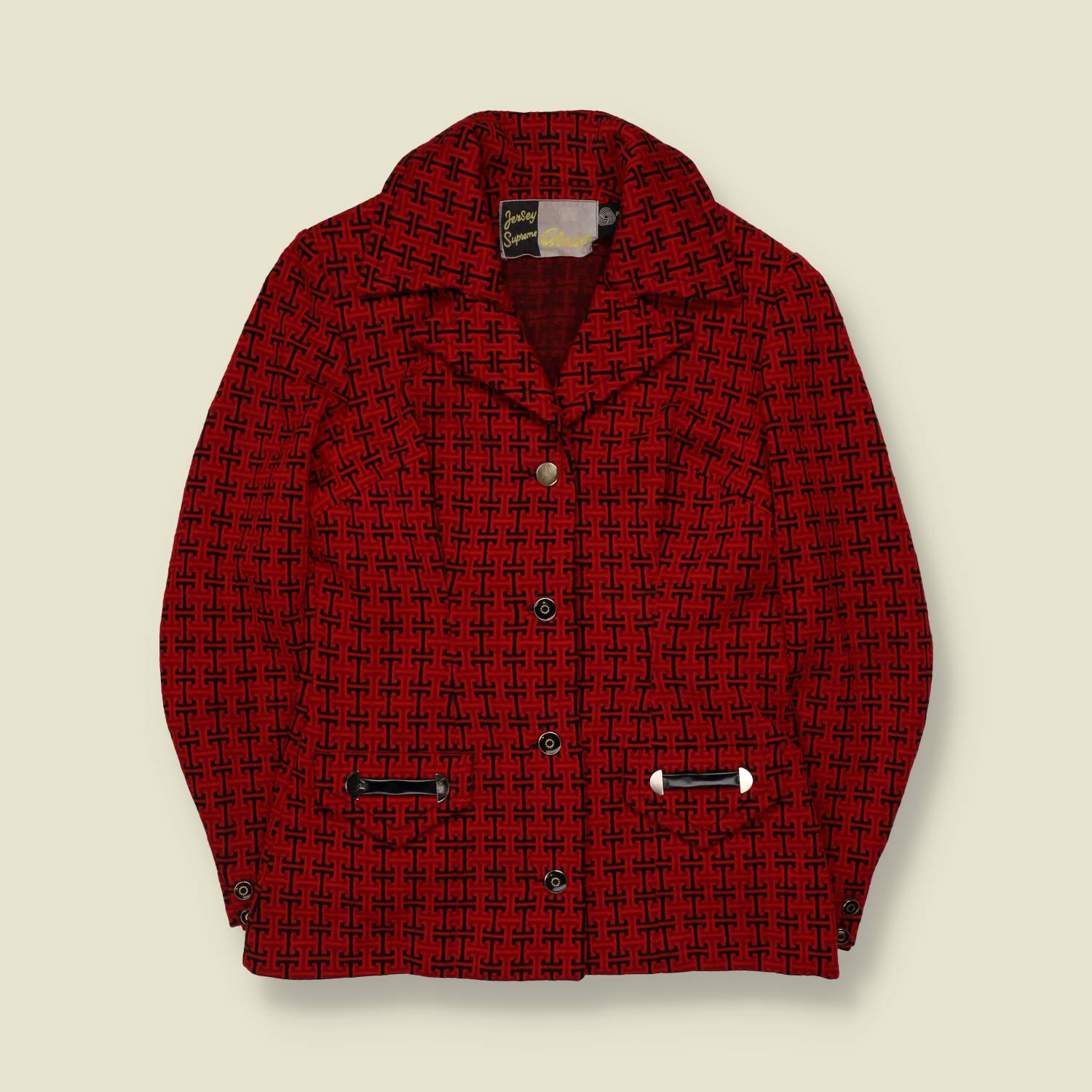1970s | Jersey Supreme | New Wool Blazer | Red & Black - 6
