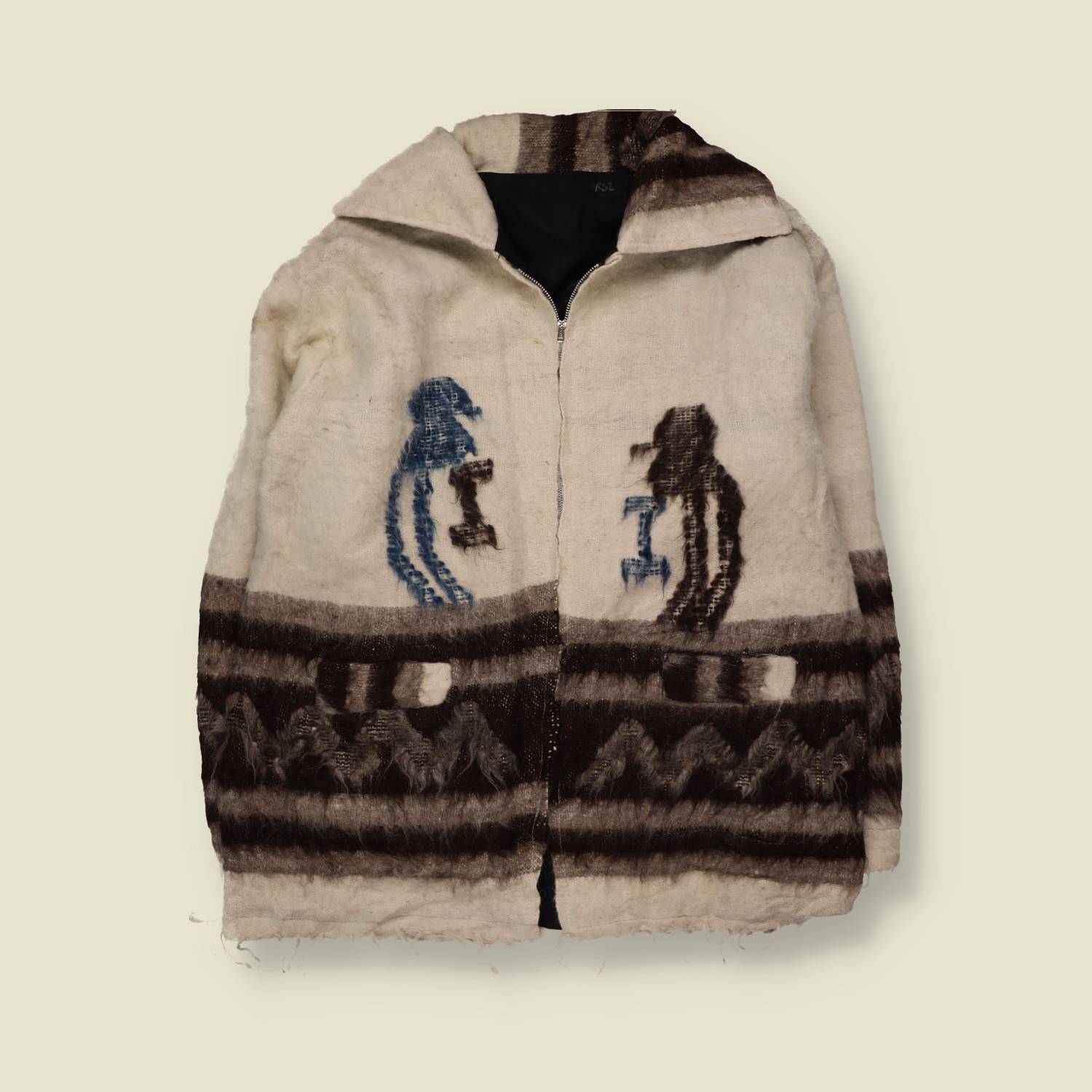 1980s | Wool Coat | Cream & Brown - 20