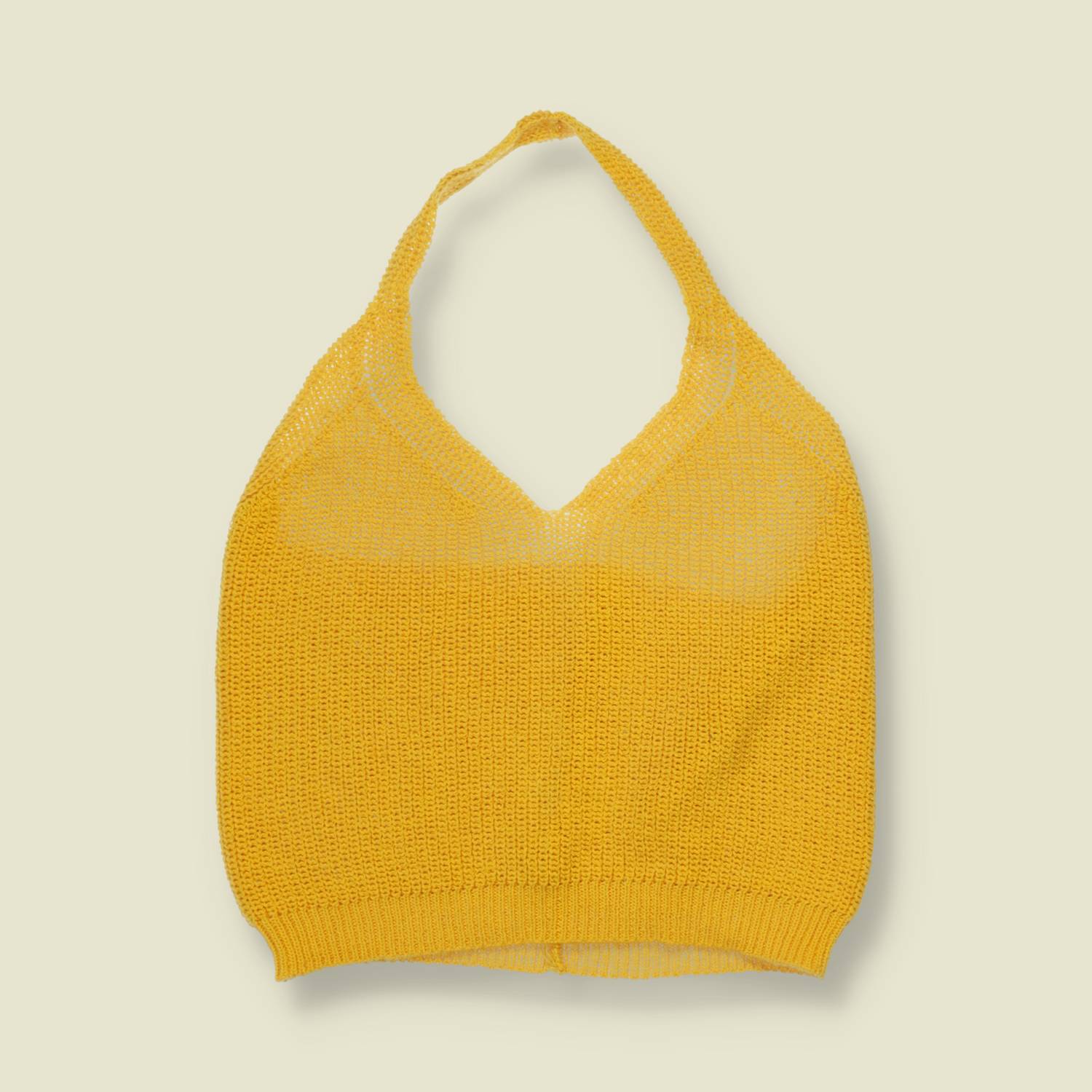 1970s | Made In Italy | Halter Knit Top | Yellow - 4