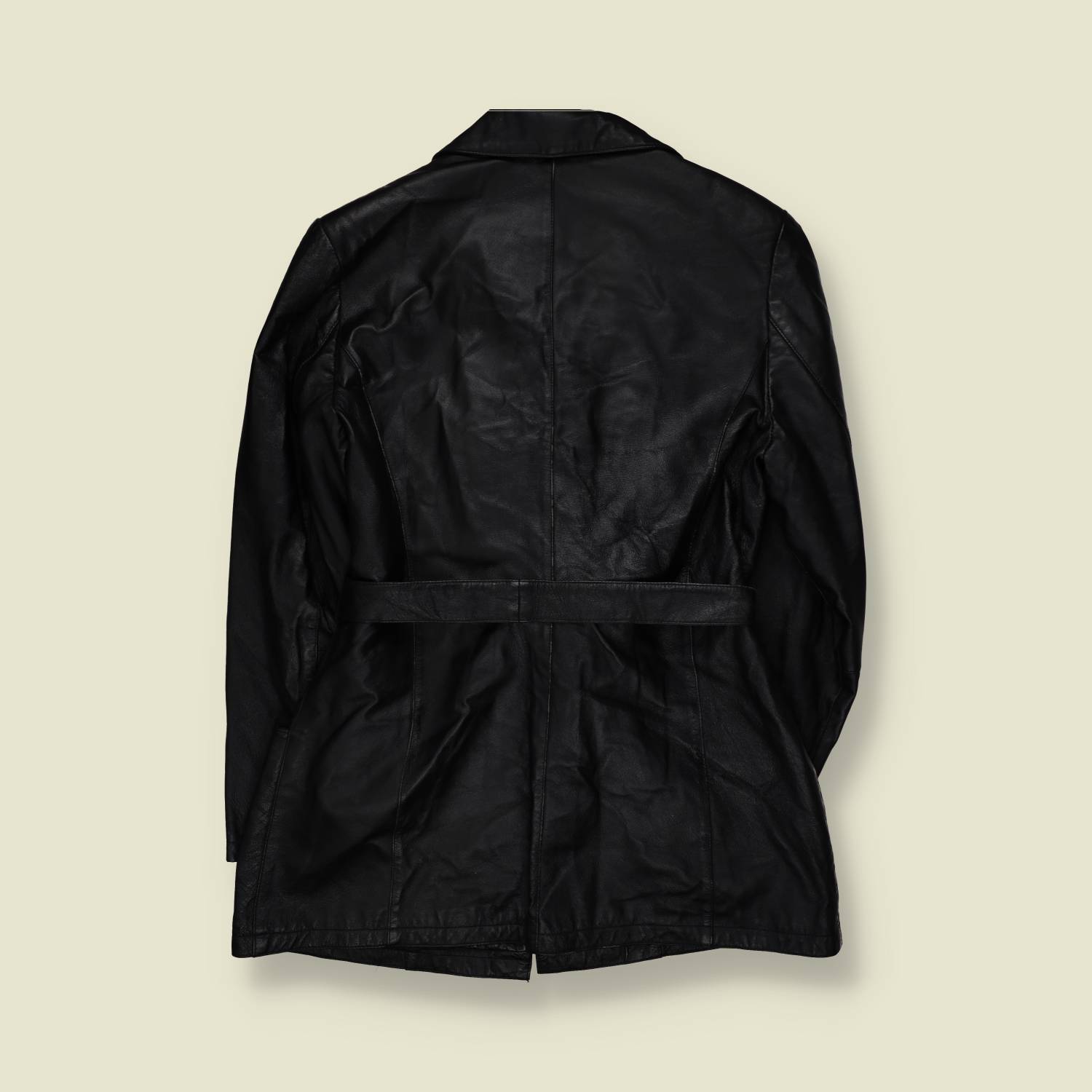 1990s | KCero | Belted Leather Coat | Black - 12