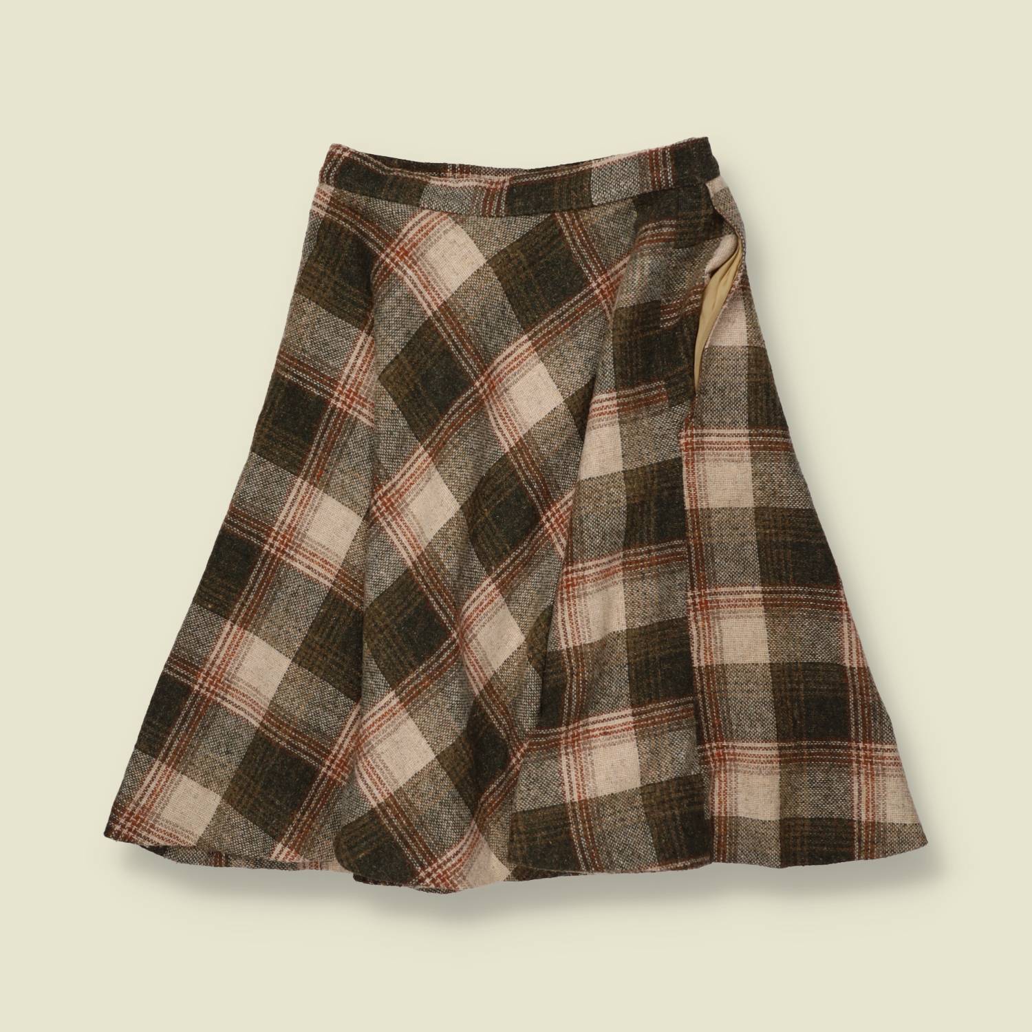 1970s | Plaid Skirt | Brown - w26