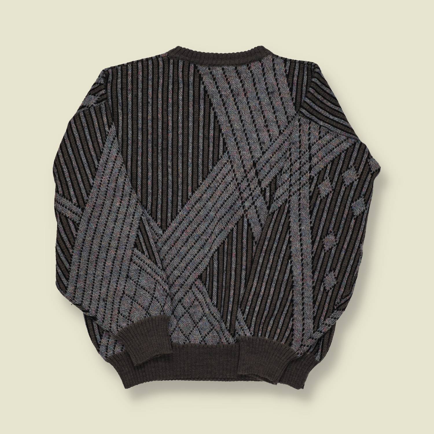 1980s–90s | Abstract Pattern Knit – Charcoal & Grey - M