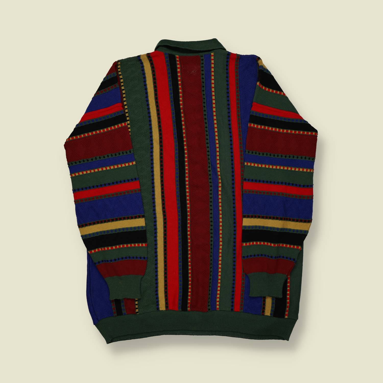 1990s | Frank Alex Coogi-Style Polo Knit – Multi-Colour - XL