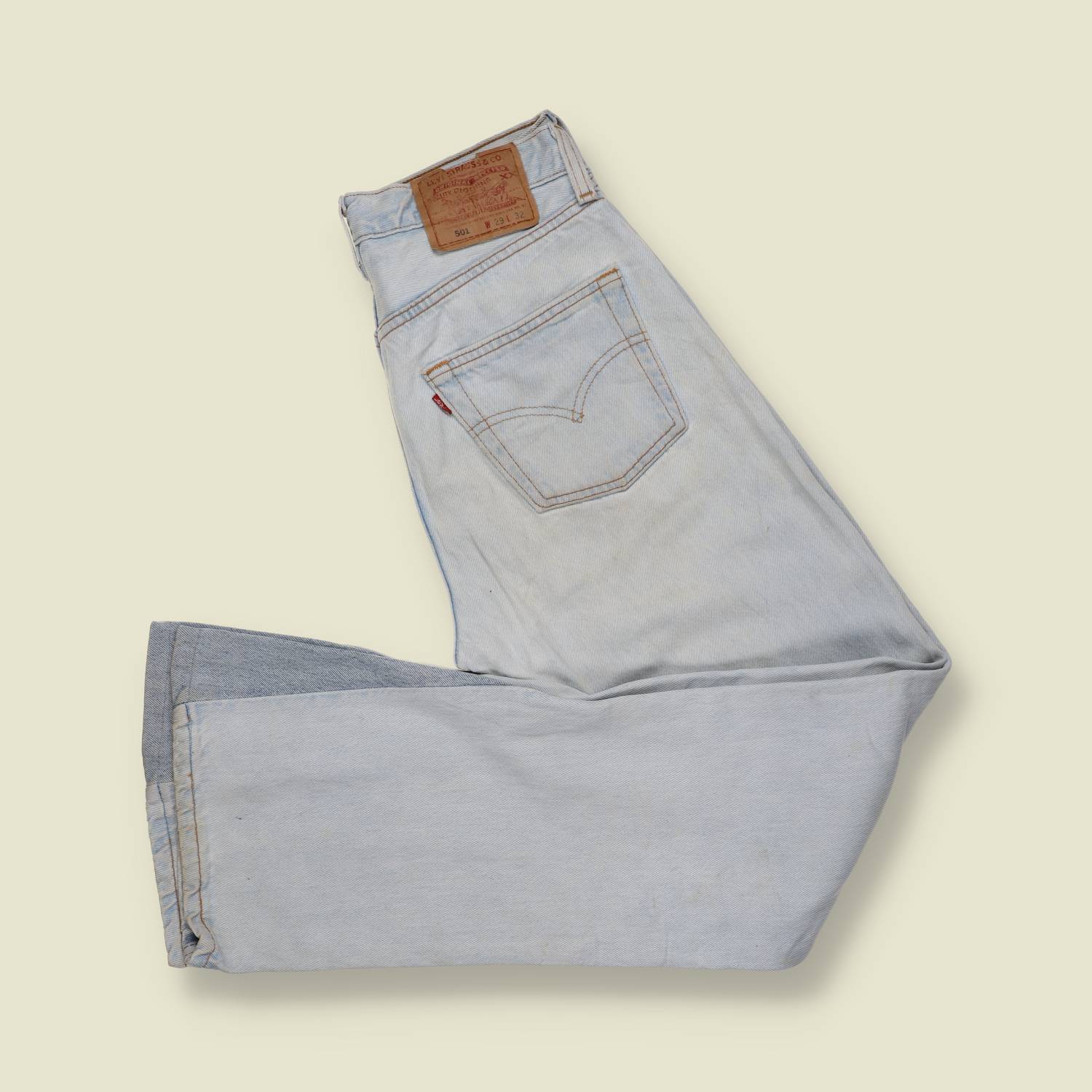 1980s–1990s | Levi’s | 501 Jeans – Made in USA (Light Wash, Altered Flare)- w26