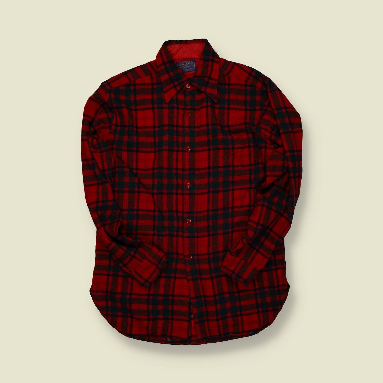 1970s | Pendleton | Made in USA | Wool Shirt – Red/Black Tartan Check - S/M