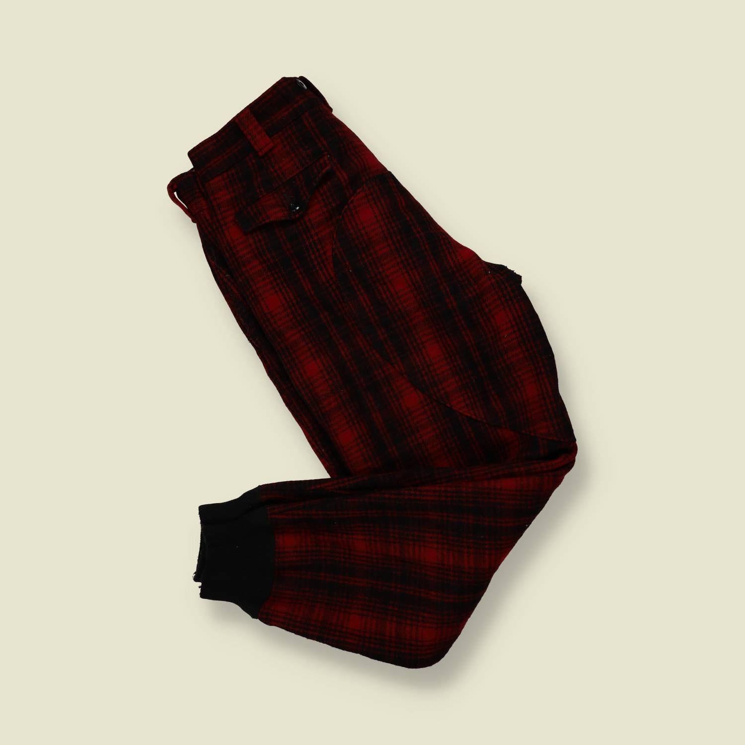 1970s | Woolrich Wool Hunting Trousers – Red & Black Plaid- w32-34