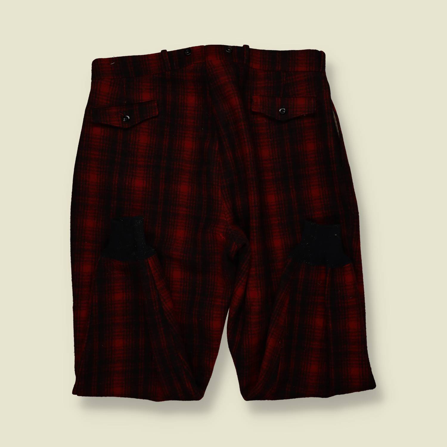 1950s | Wool Hunting Trousers – Deep Red & Black Plaid - w38-40