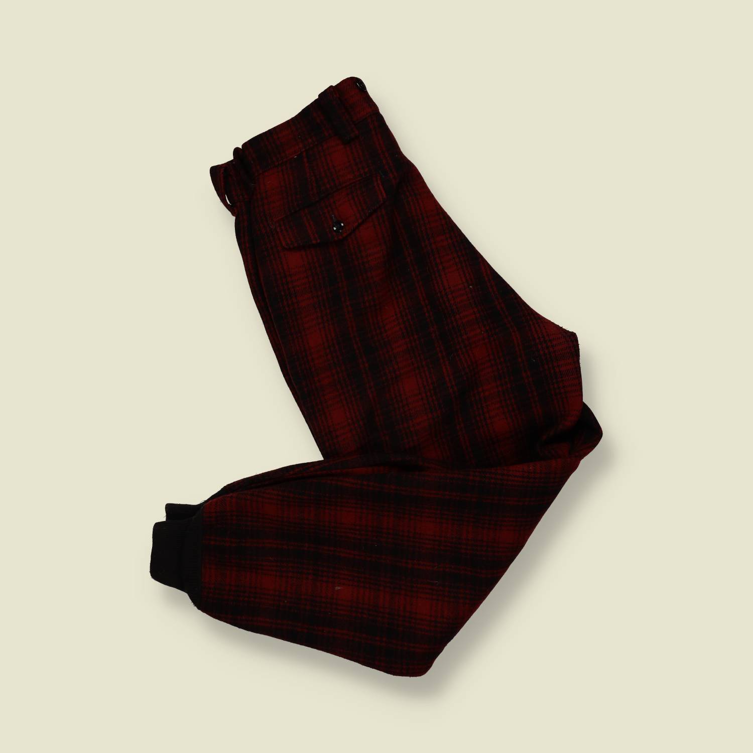1970s | Woolrich Wool Hunting Trousers – Red & Black Plaid - w34-36