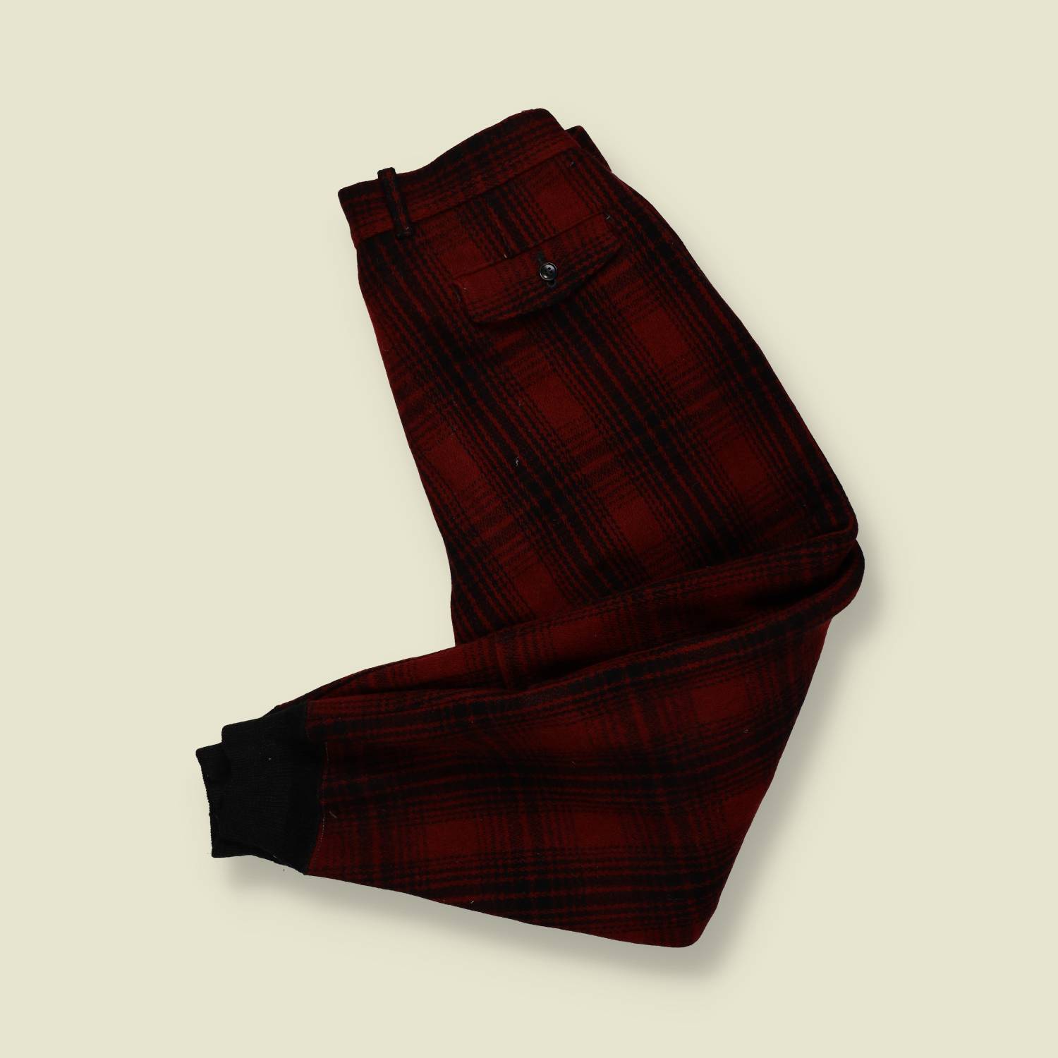 1950s | Deadstock Carter’s Wool Hunting Trousers – Deep Red & Black Plaid - w32-34"