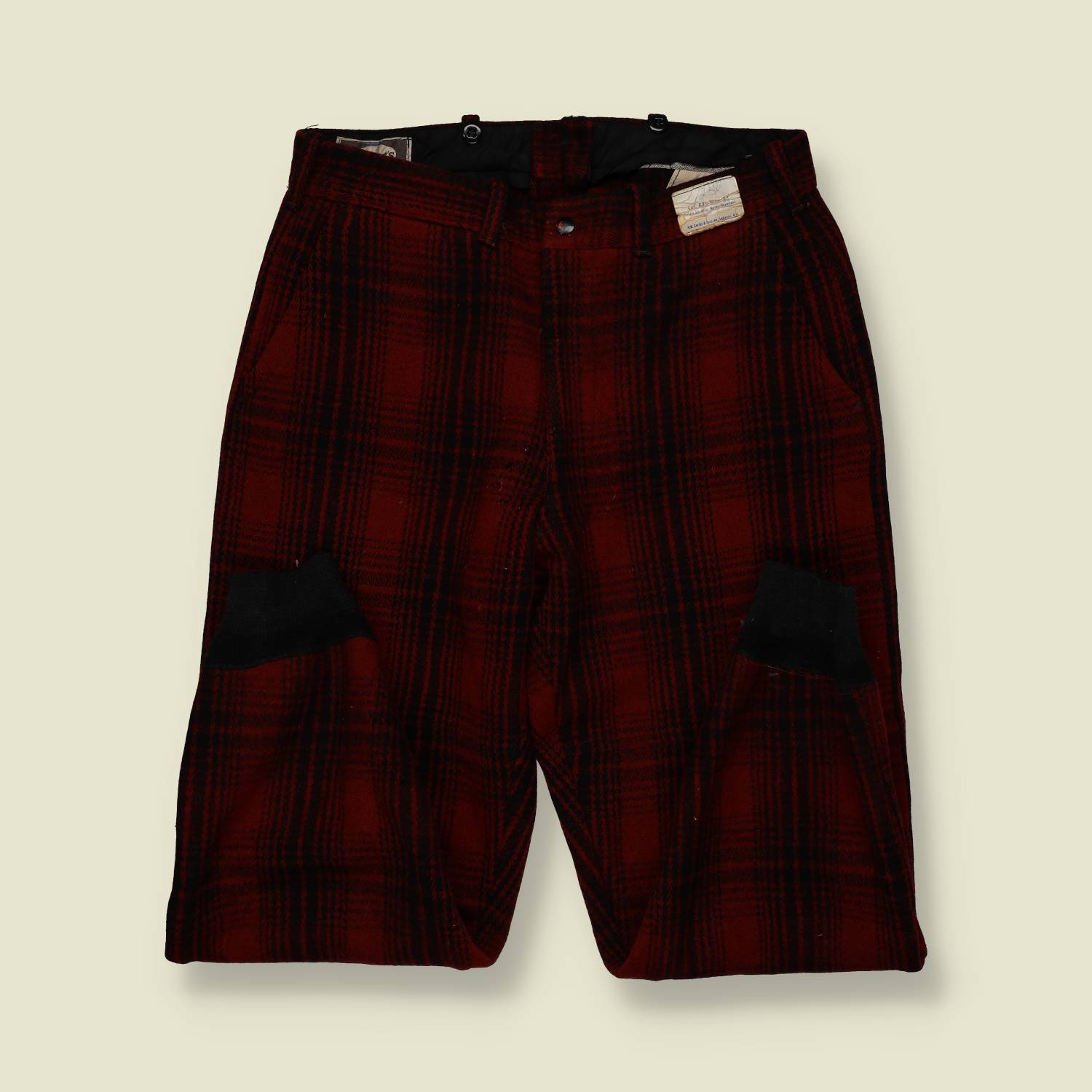 1950s | Deadstock Carter’s Wool Hunting Trousers – Deep Red & Black Plaid - w32-34"