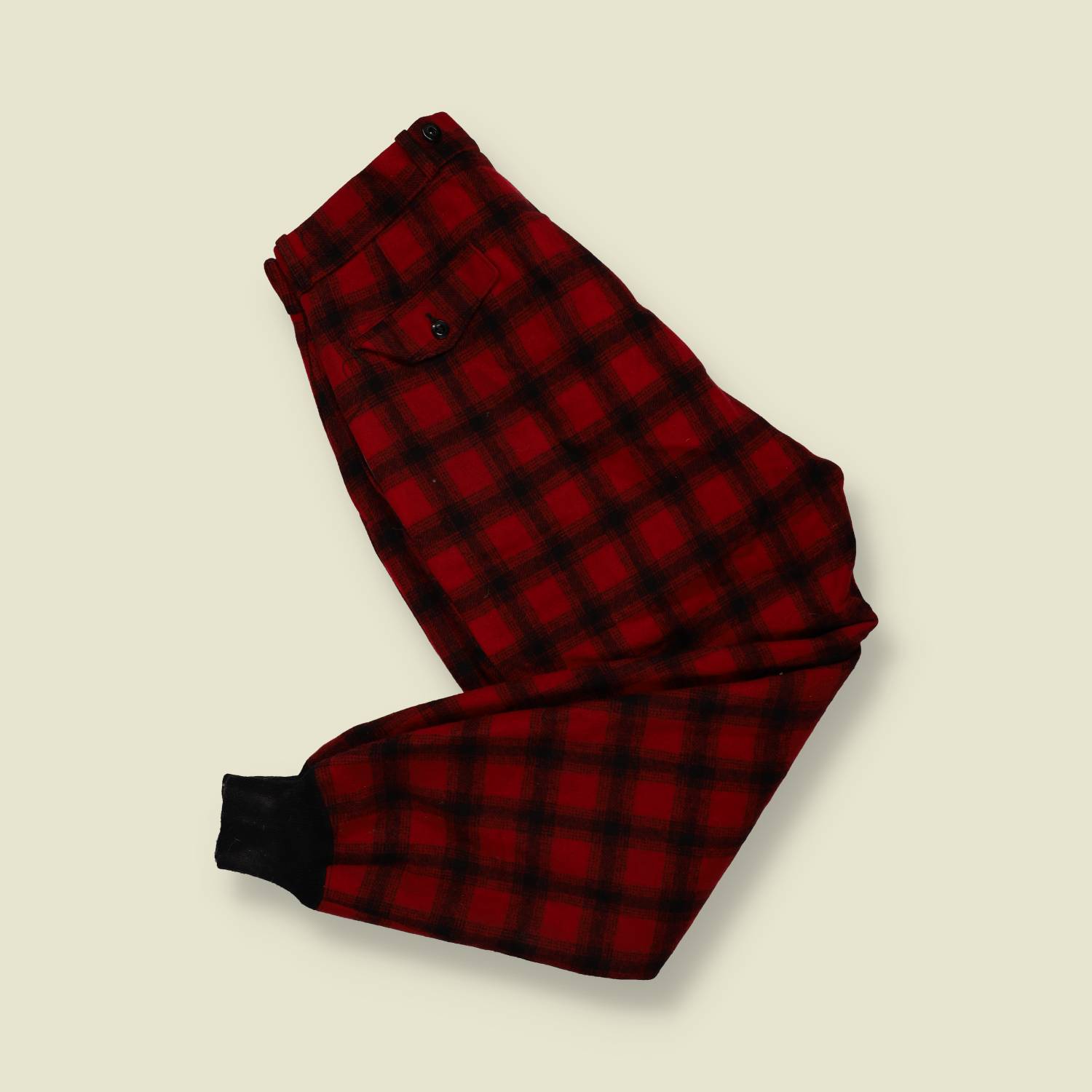 1960s | Woolrich Wool Hunting Trousers – Bright Red Buffalo Plaid - w32-34