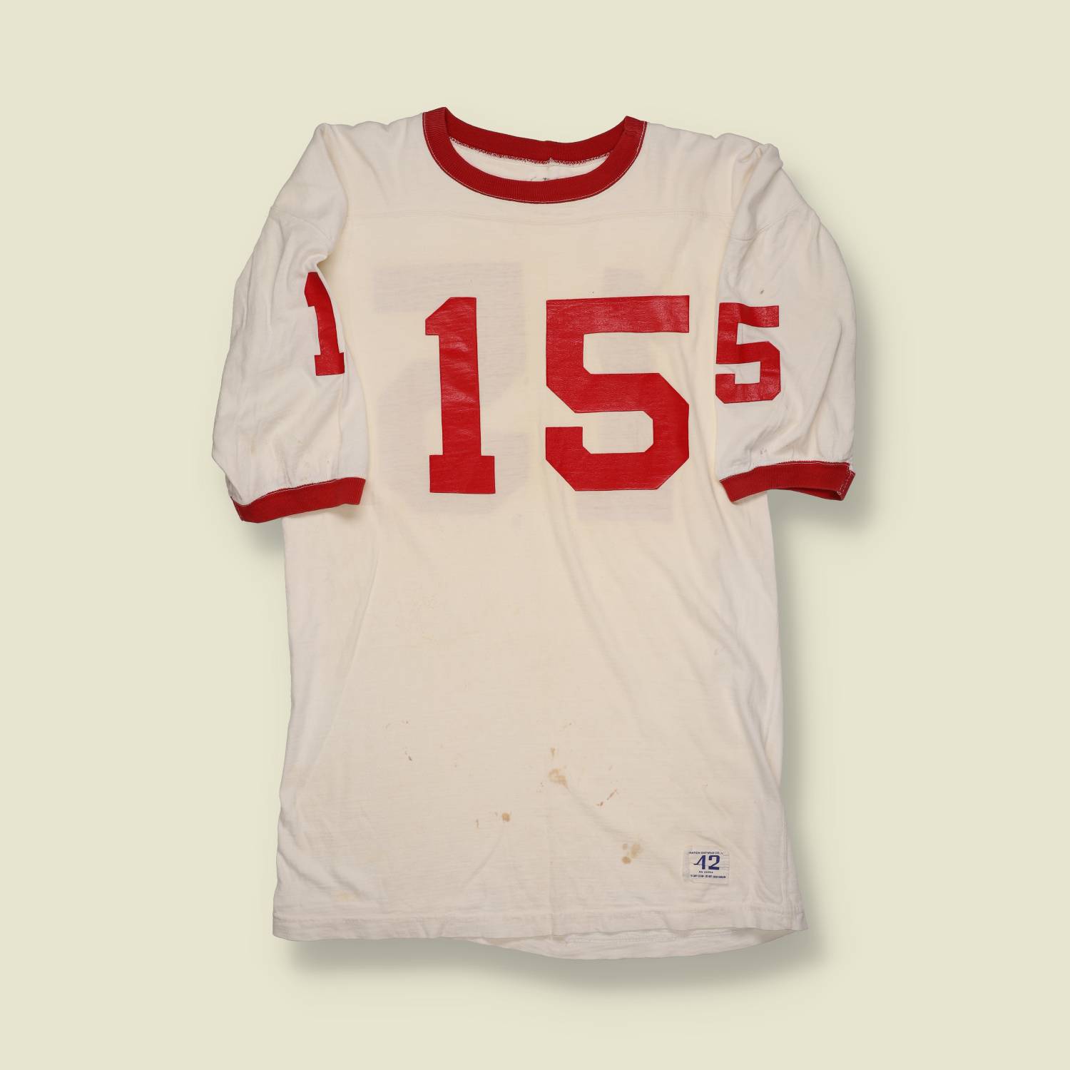 1950s | Champion | Cotton Football Jersey – White / Red - S