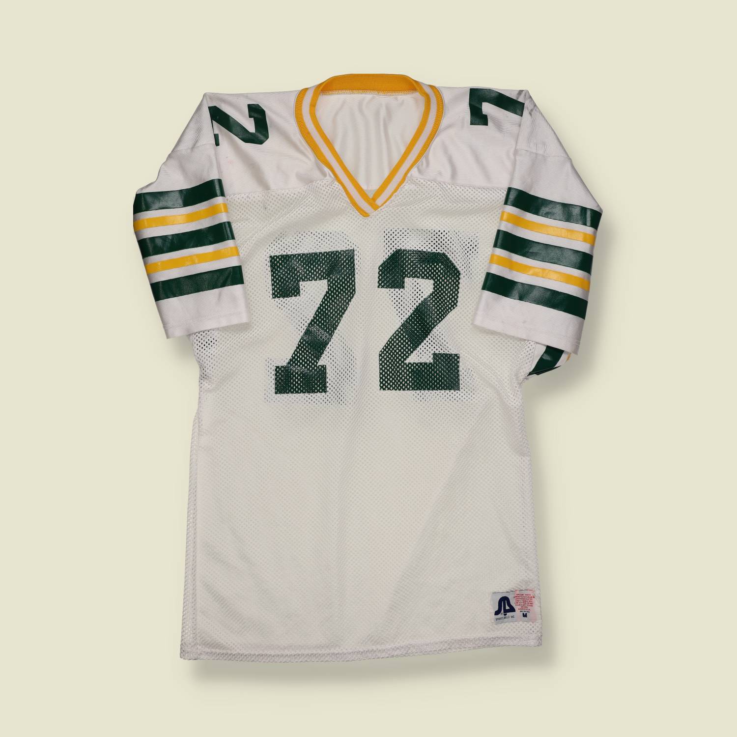 1980s | American Football | Made in USA Mesh Jersey – White / Green / Gold - S