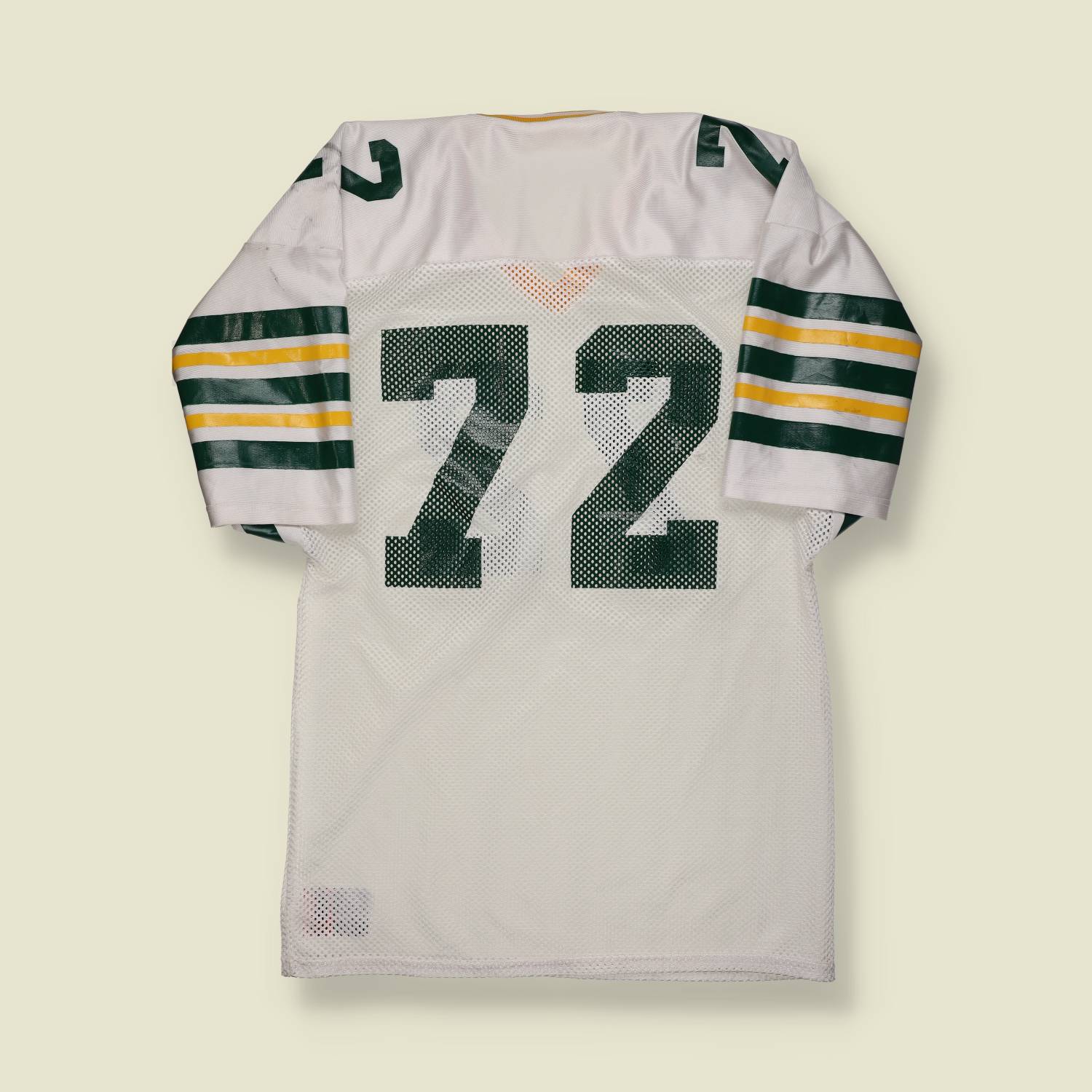 1980s | American Football | Made in USA Mesh Jersey – White / Green / Gold - S