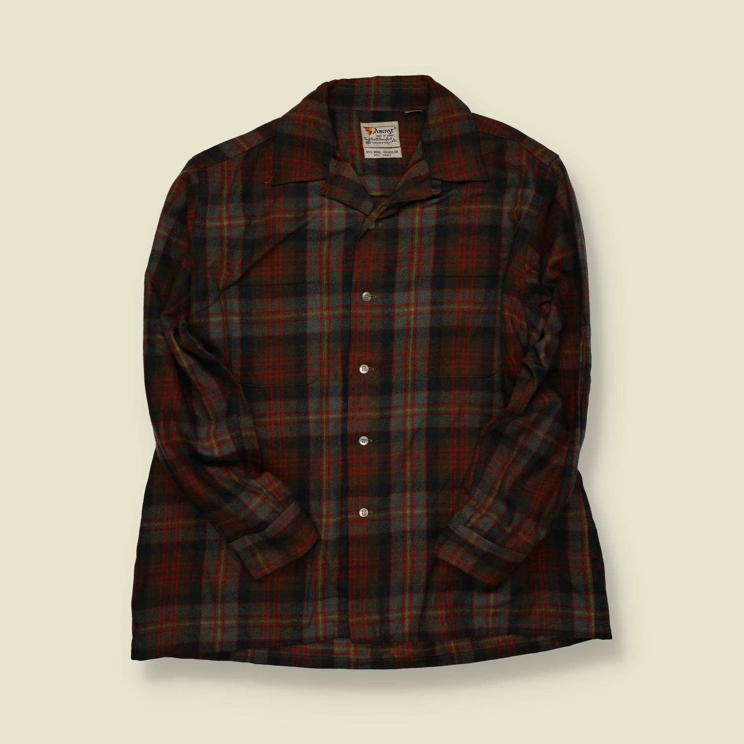 1970s–1980s | Amcrest | Loop Collar Wool Shirt – Plaid - XL