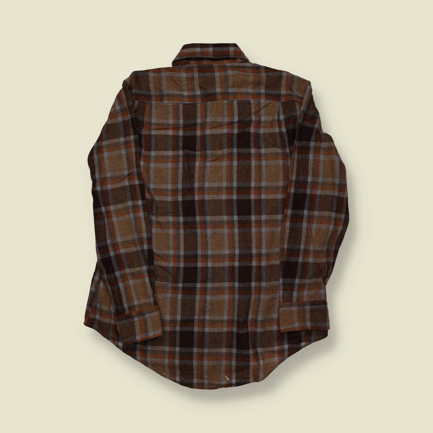 1970s | Ponderosa | Wool Plaid Shirt – Brown / Blue - M