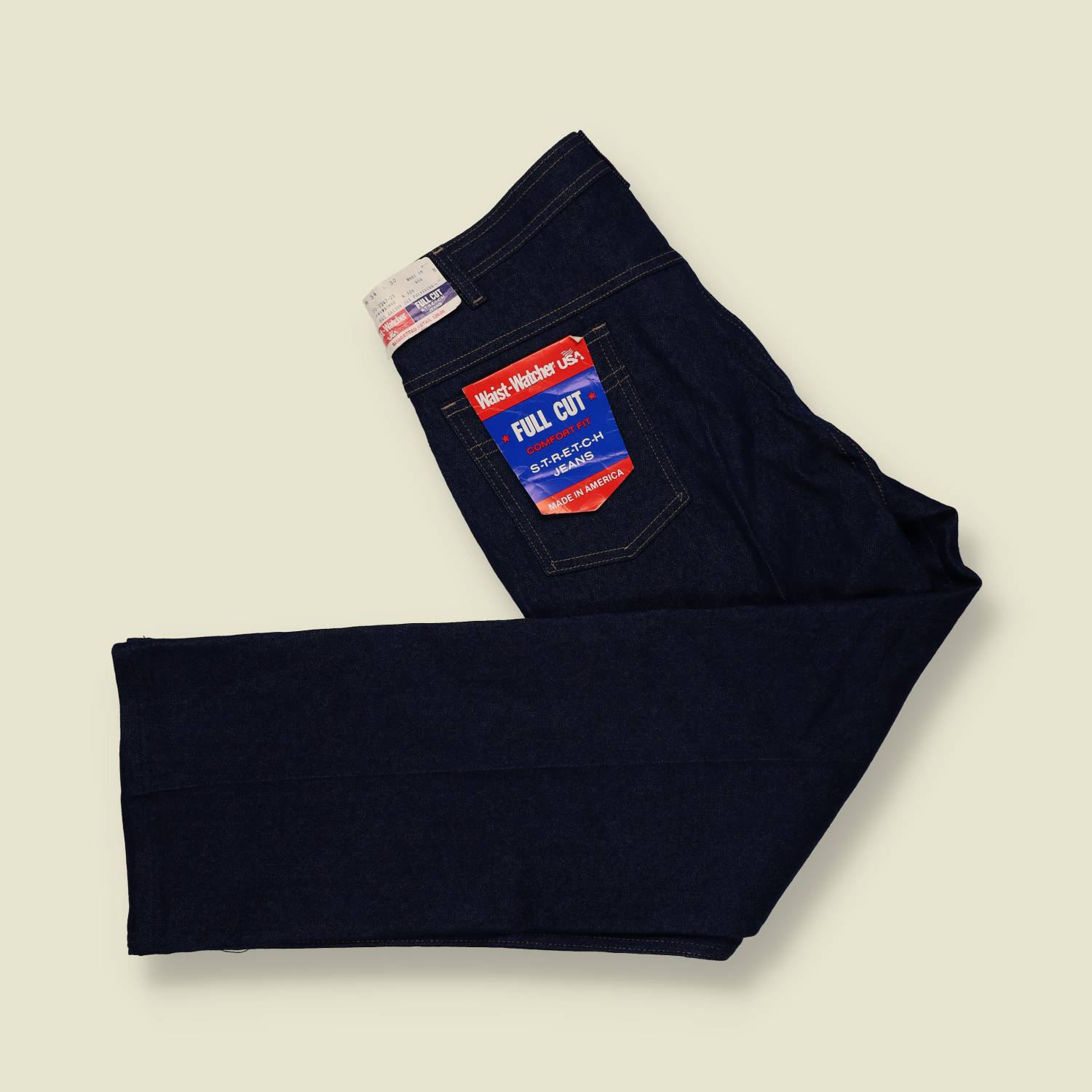 1980s | Waist-Watcher USA | Deadstock Full Cut Stretch Jeans – Dark Indigo - w32