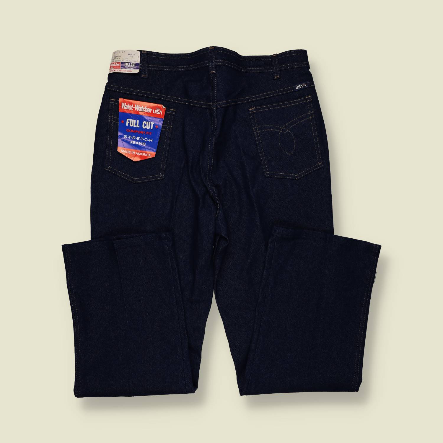 1980s | Waist-Watcher USA | Deadstock Full Cut Stretch Jeans – Dark Indigo - w32