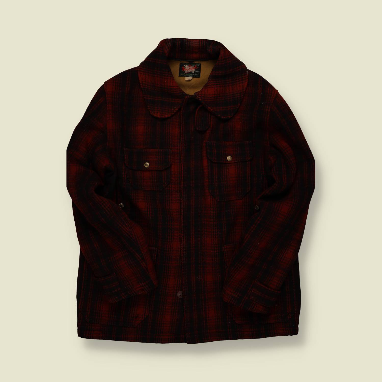 1930s | Woolrich | All-Wool Mackinaw Jacket – Red/Black Plaid - M