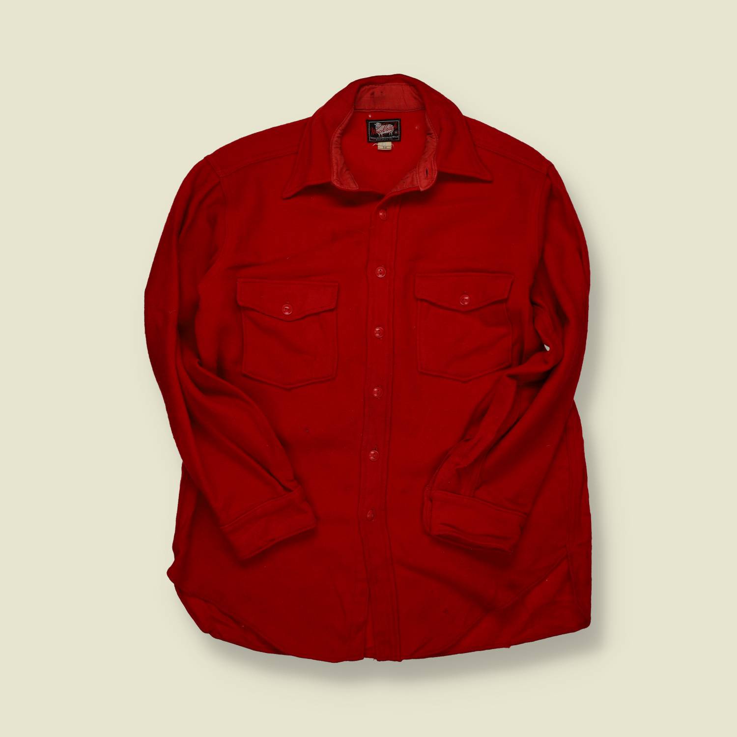 1940s–1950s | Woolrich | Solid Red Wool Shirt – Scarlet - L