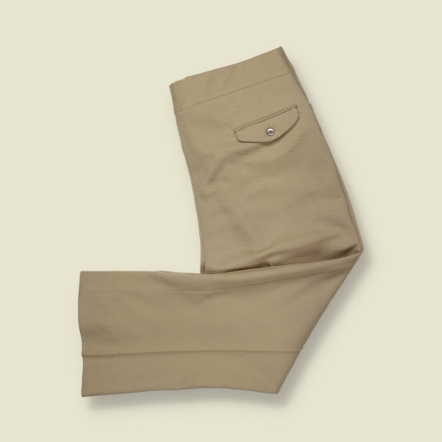 1970s | Unbranded | Textured Flared Trousers – Sand / Beige - w36