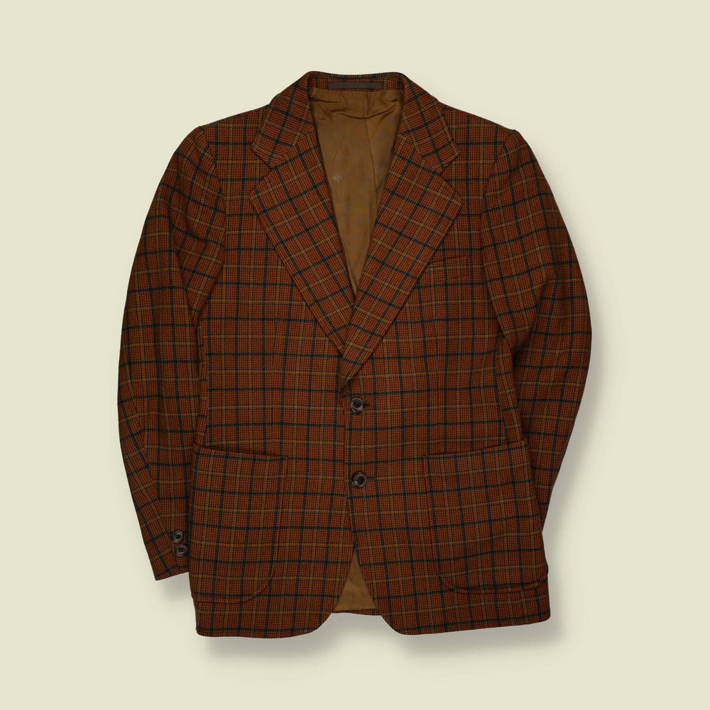 1970s | Wool Blazer | Rust Check - XS