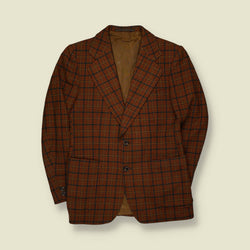 1970s | Wool Blazer | Rust Check - XS