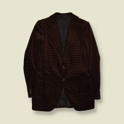 1970s | Velvet Blazer | Patterned Brown - XXS