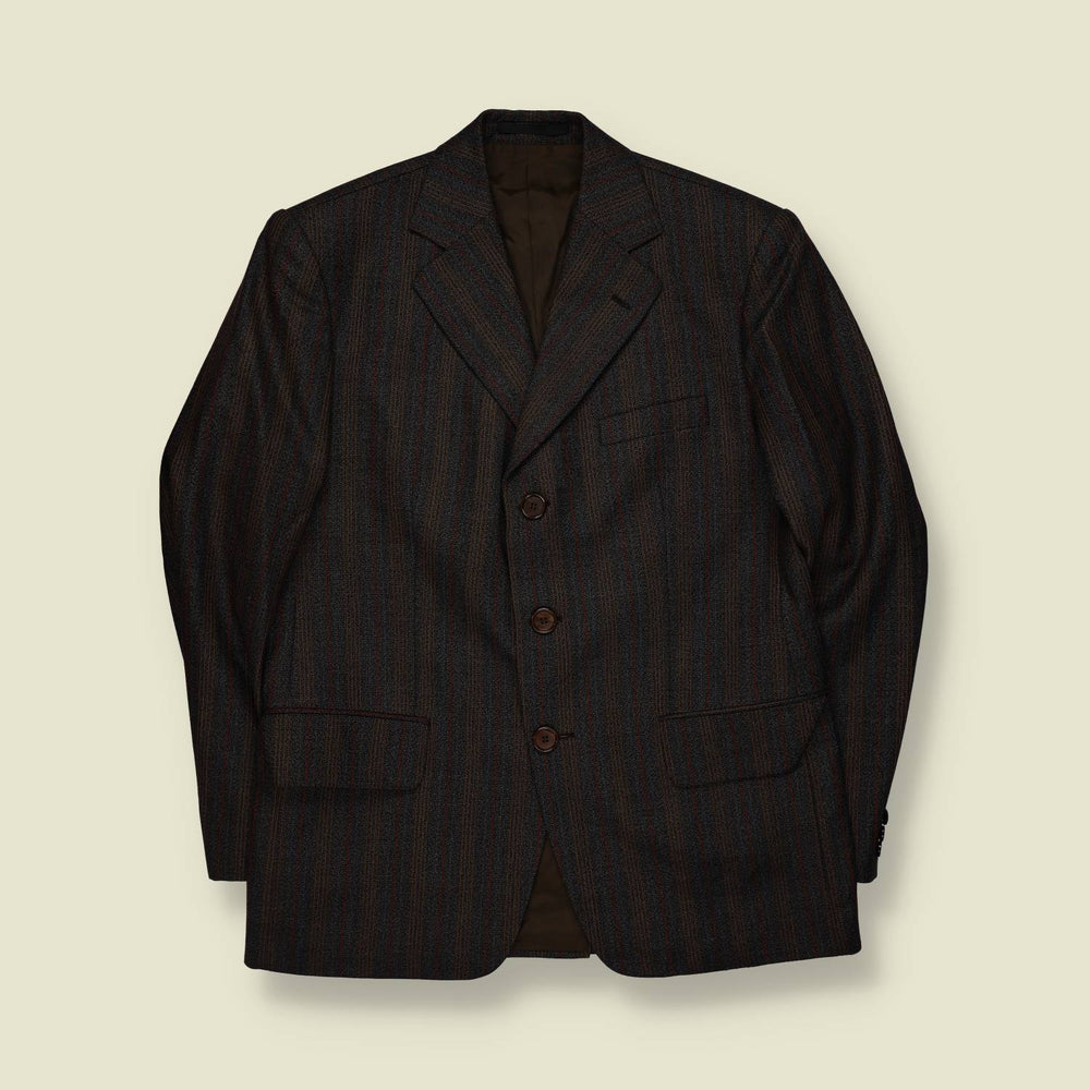 1960s | Striped Tailored Blazer | Brown Multi - M