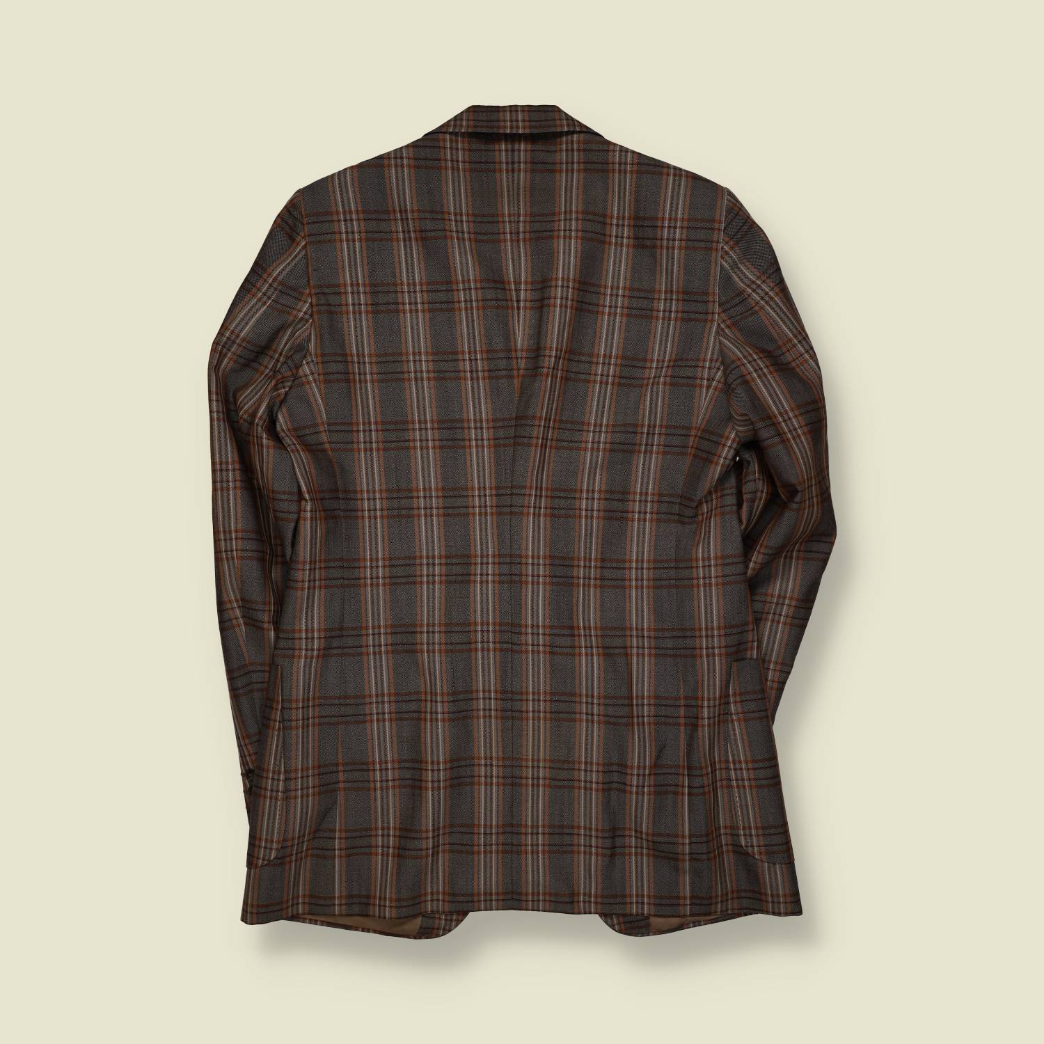 1970s | Checked Tailored Blazer | Grey Brown - XXS