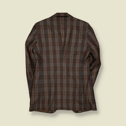 1970s | Checked Tailored Blazer | Grey Brown - XXS